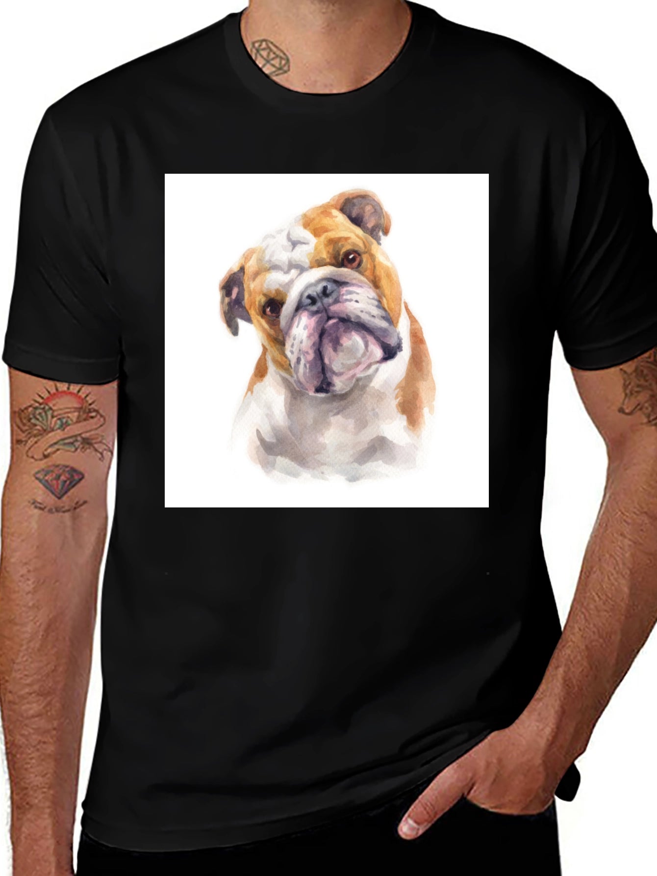 Bulldog Watercolor Graphic T-Shirt