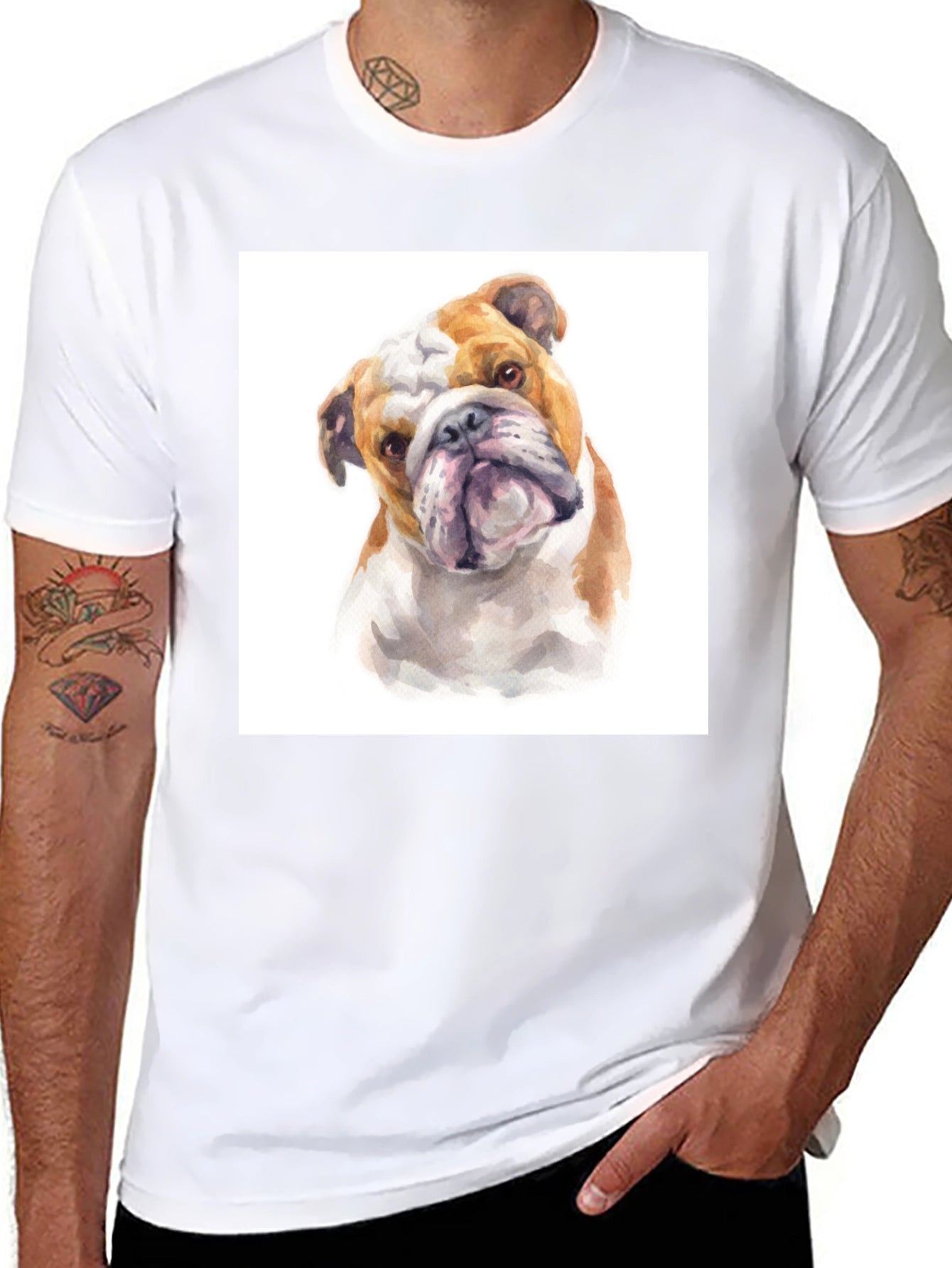 Bulldog Watercolor Graphic T-Shirt