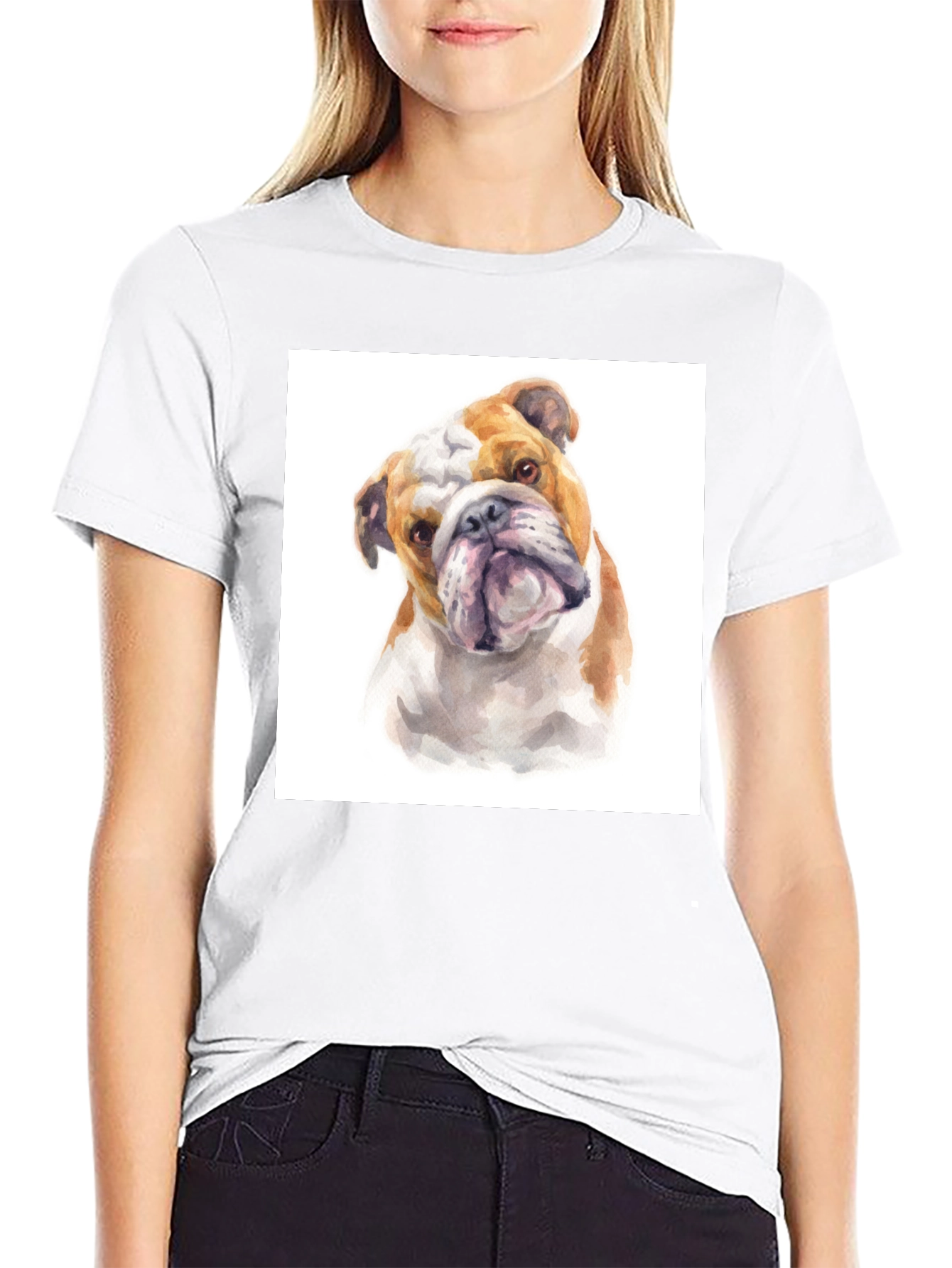 Bulldog Watercolor Graphic T-Shirt
