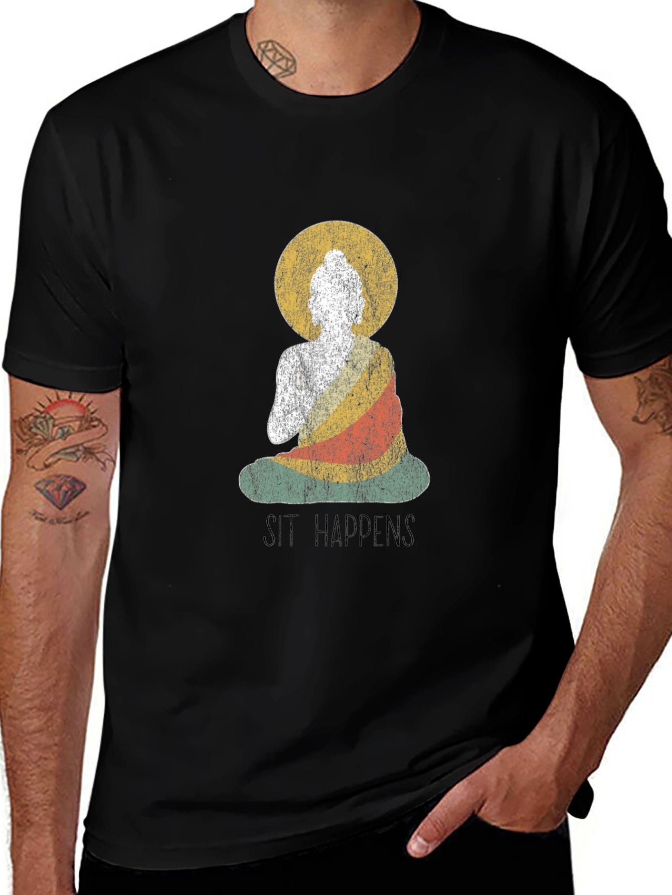 Sit Happens Buddha Graphic T-Shirt