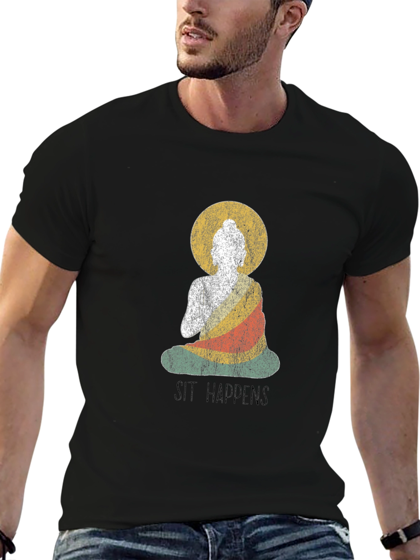 Sit Happens Buddha Graphic T-Shirt