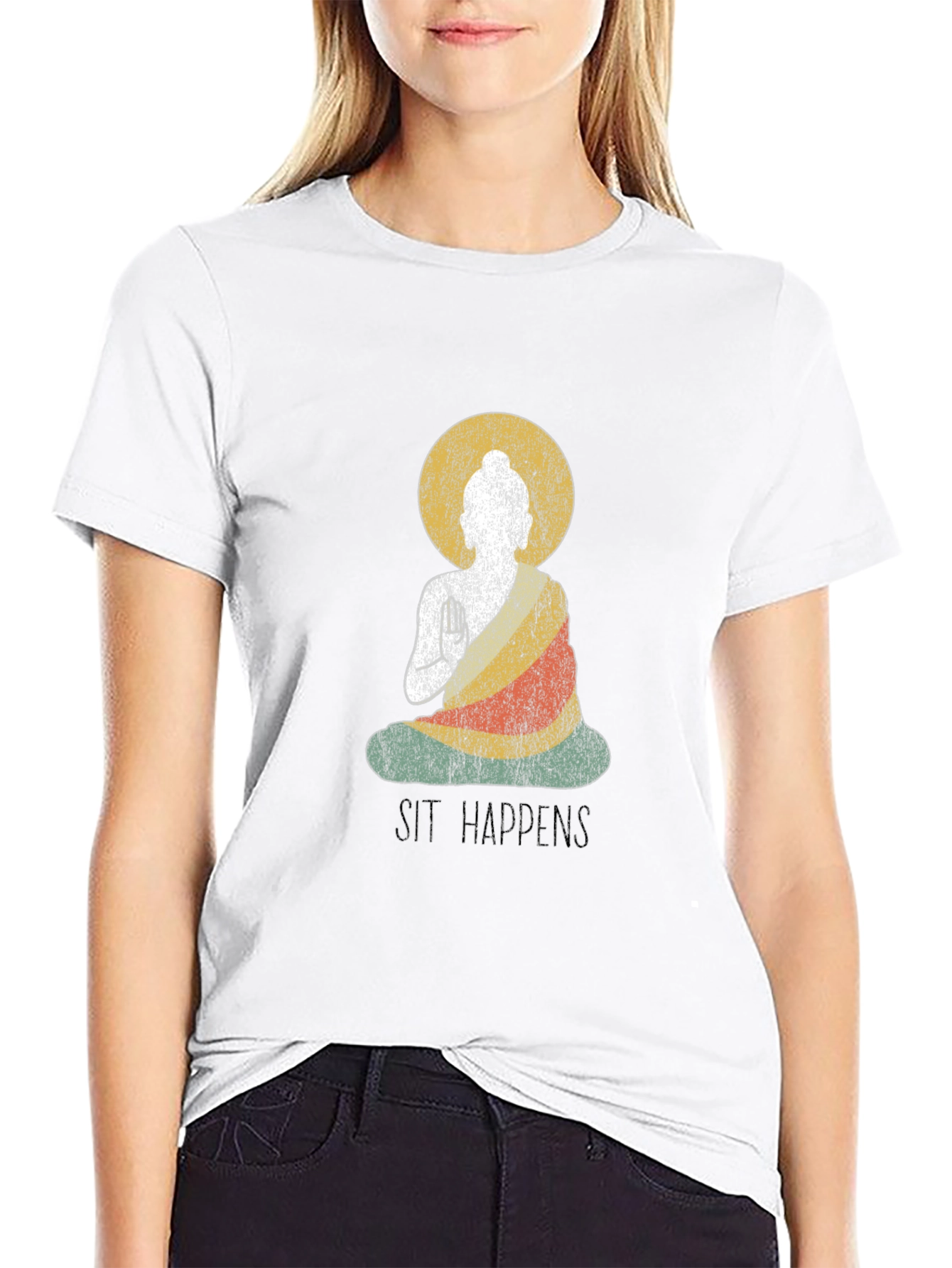 Sit Happens Buddha Graphic T-Shirt