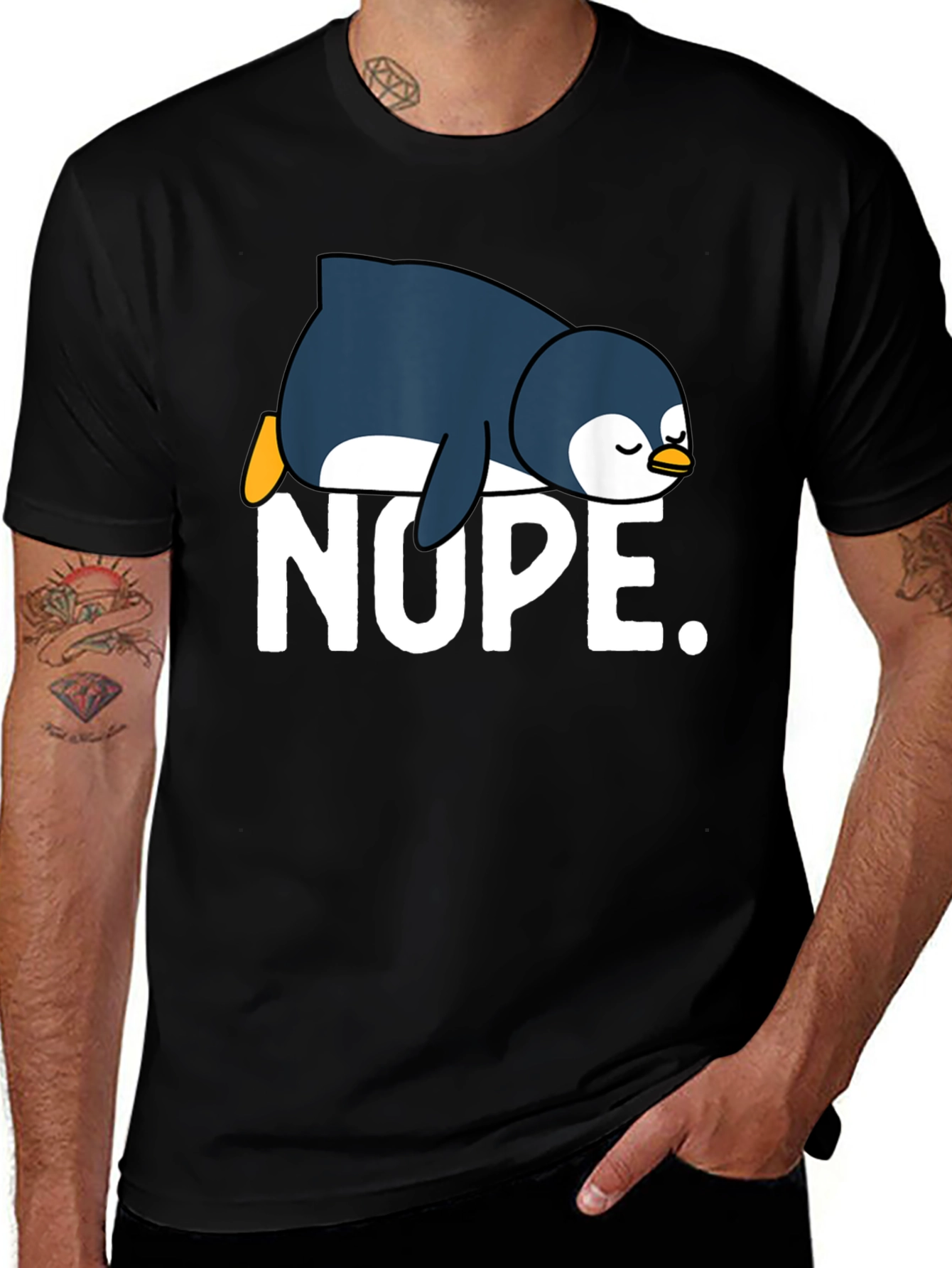 Nope Penguin Graphic Tee - Relaxed Fit