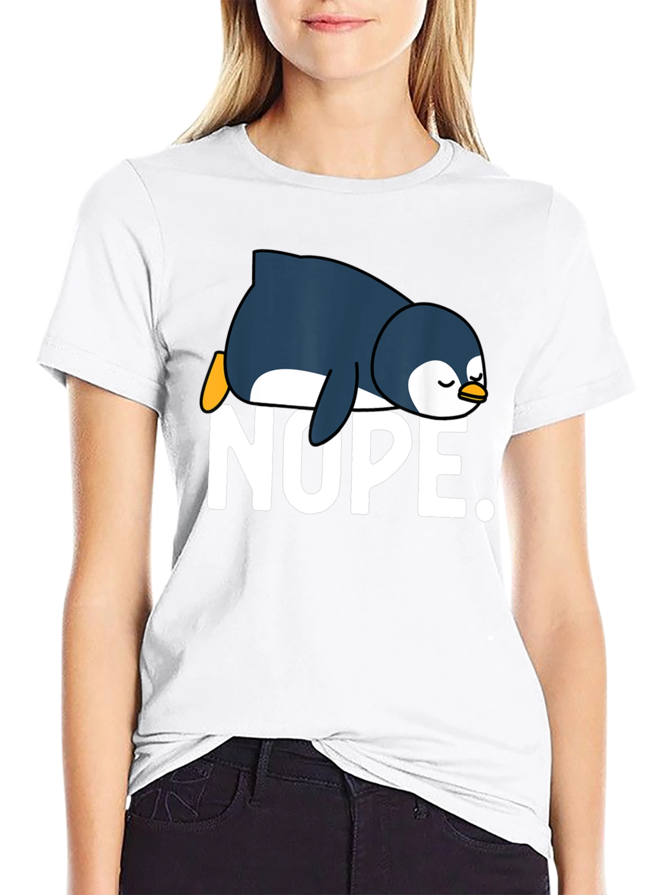 Nope Penguin Graphic Tee - Relaxed Fit