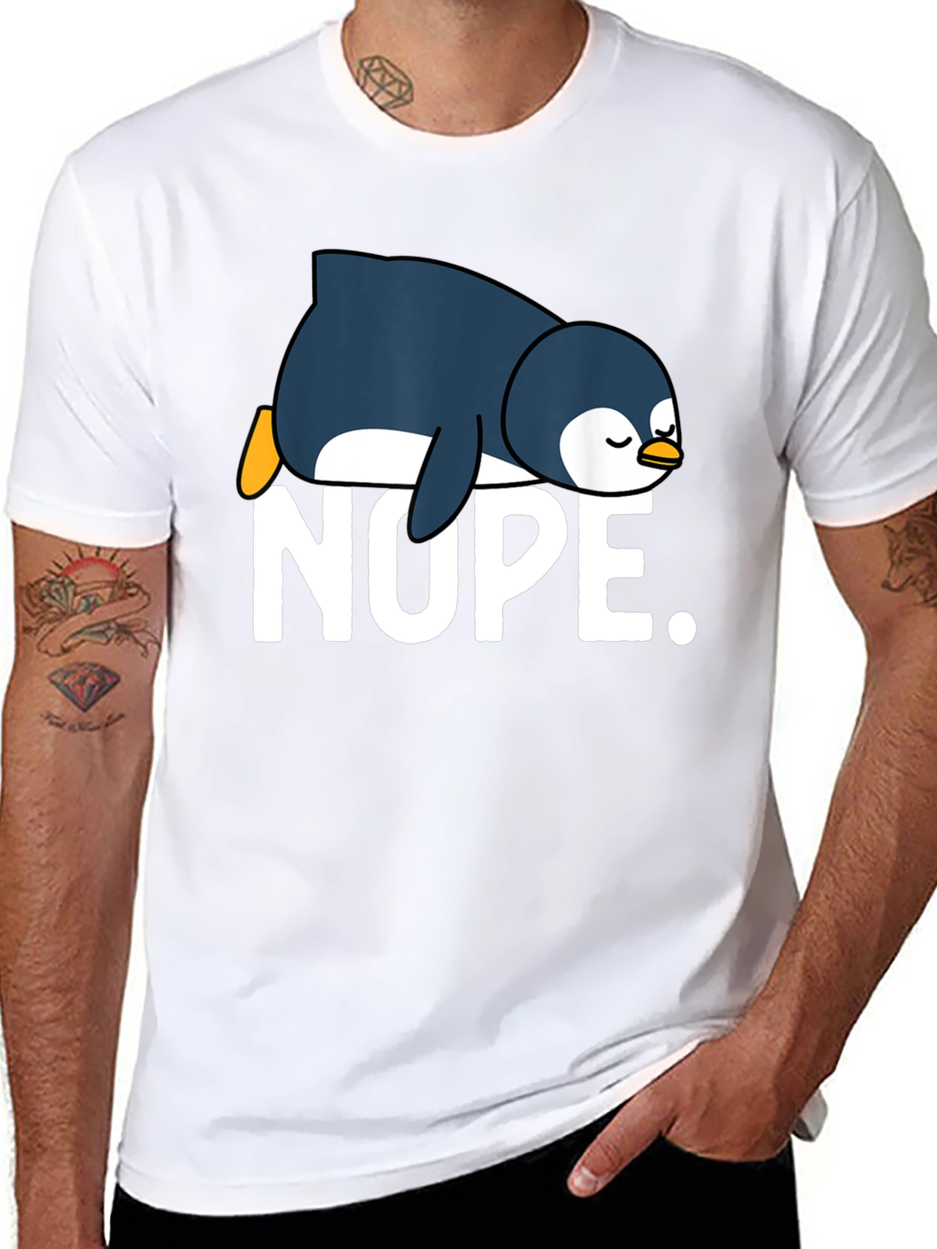 Nope Penguin Graphic Tee - Relaxed Fit