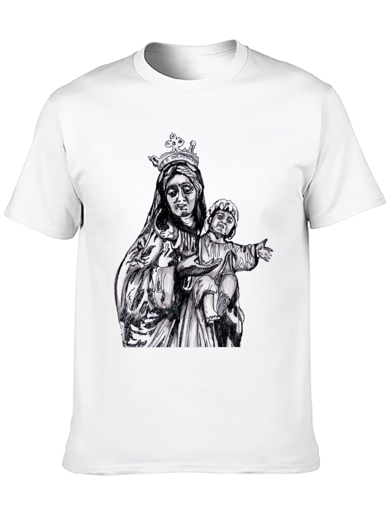 Virgin Mary & Child Graphic T-Shirt - Black