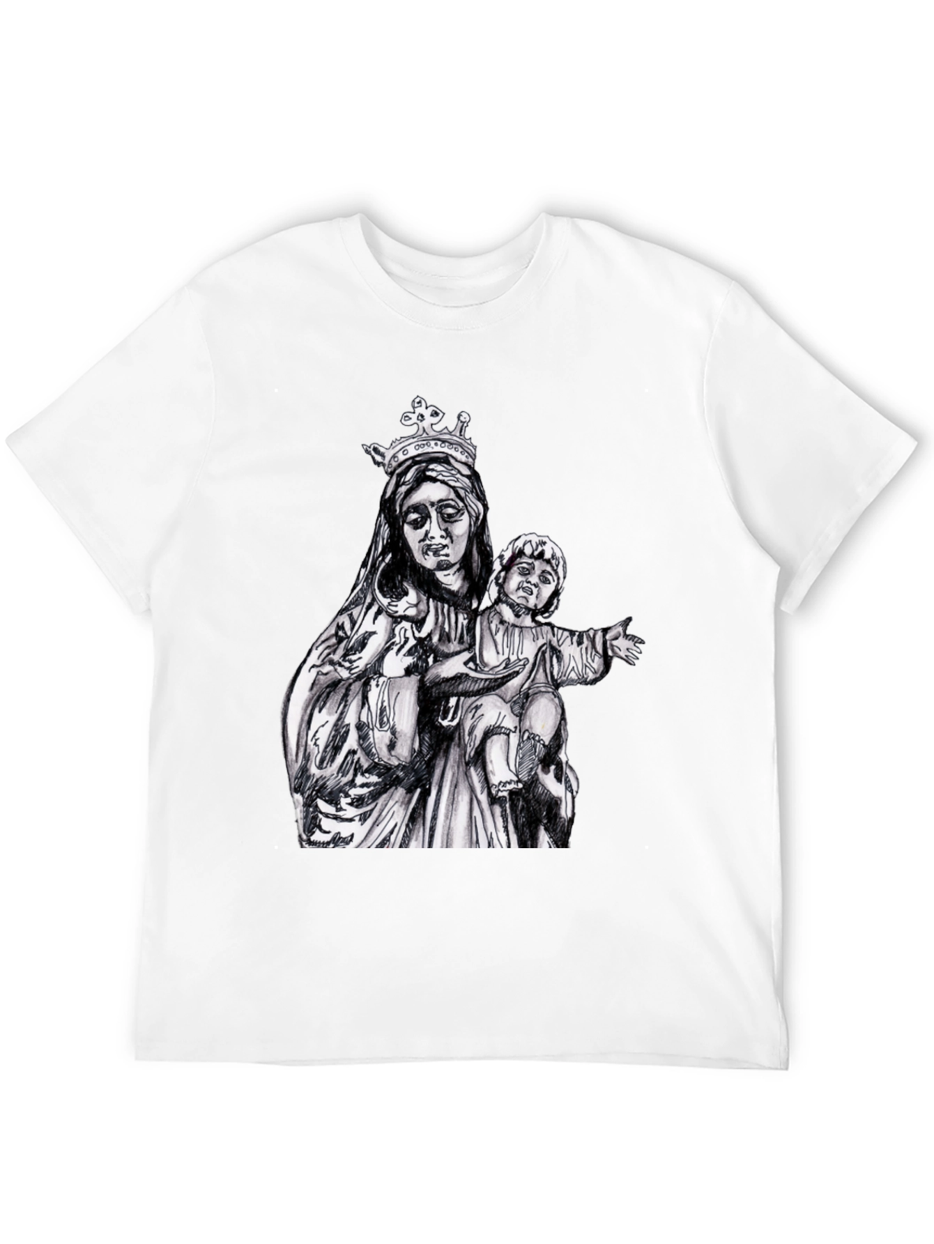 Virgin Mary & Child Graphic T-Shirt - Black