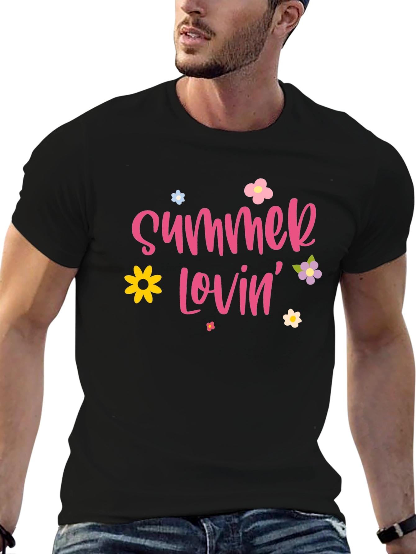 Summer Lovin Graphic Print Black T-Shirt