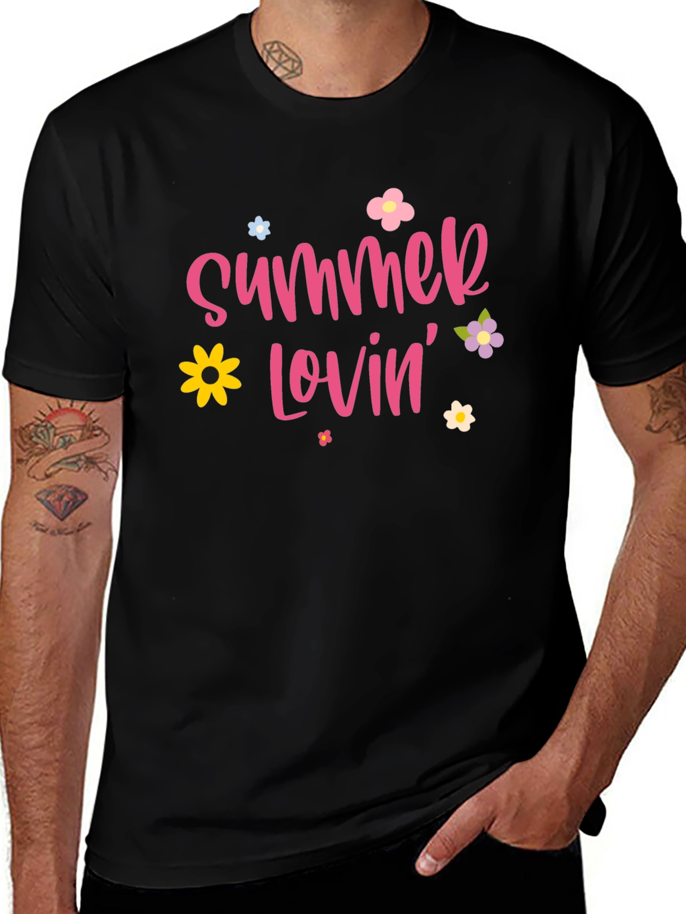 Summer Lovin Graphic Print Black T-Shirt