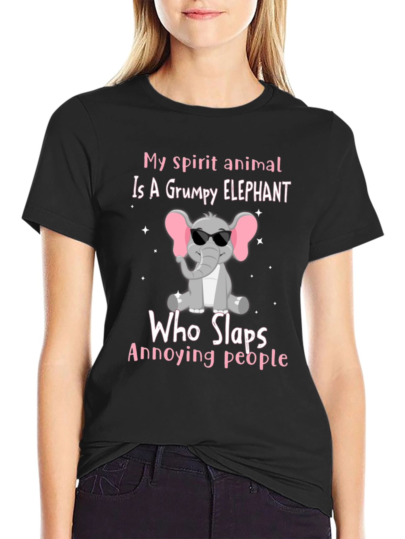 Grumpy Elephant T-Shirt - Slaps Annoying People