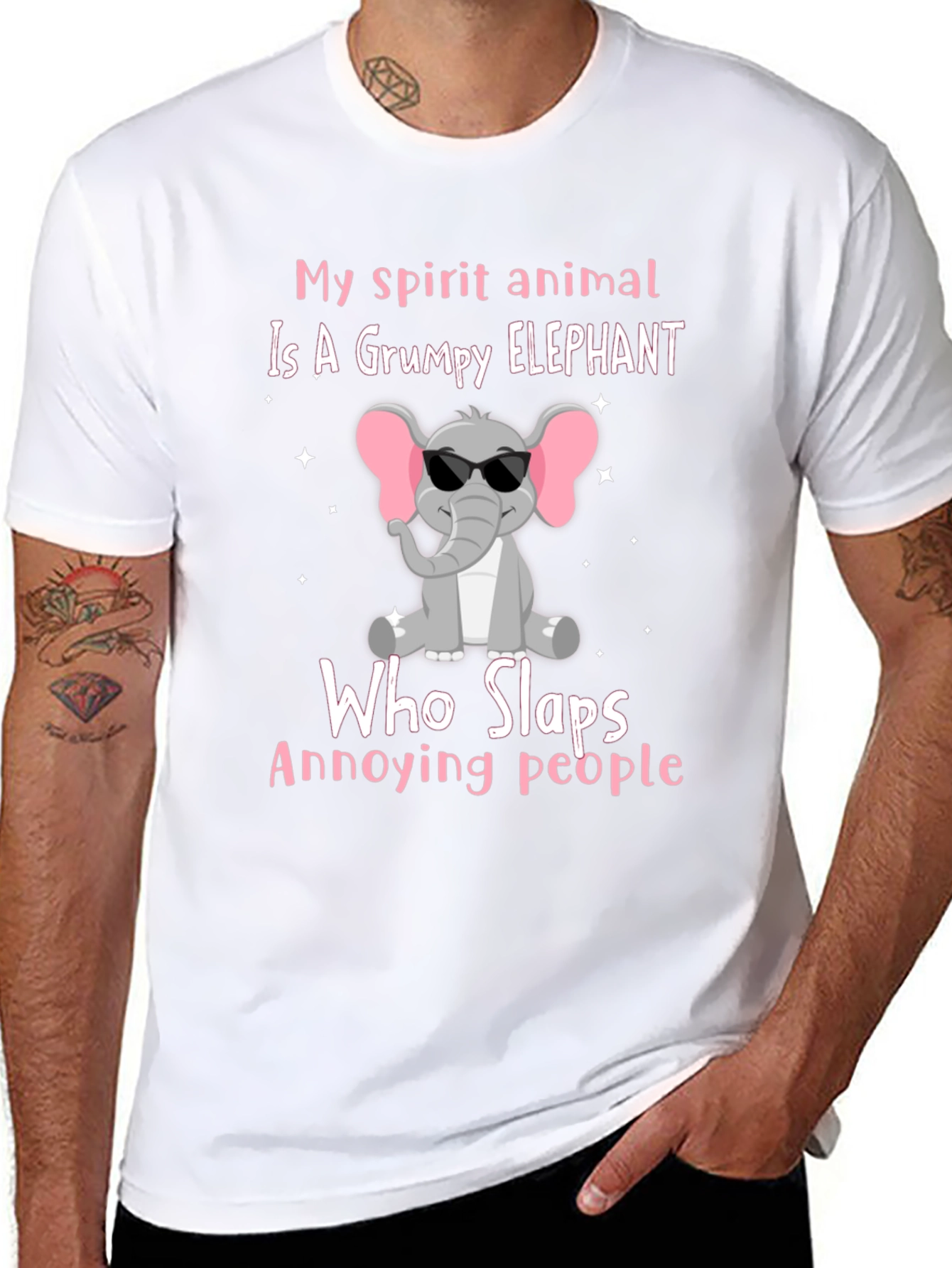Grumpy Elephant T-Shirt - Slaps Annoying People