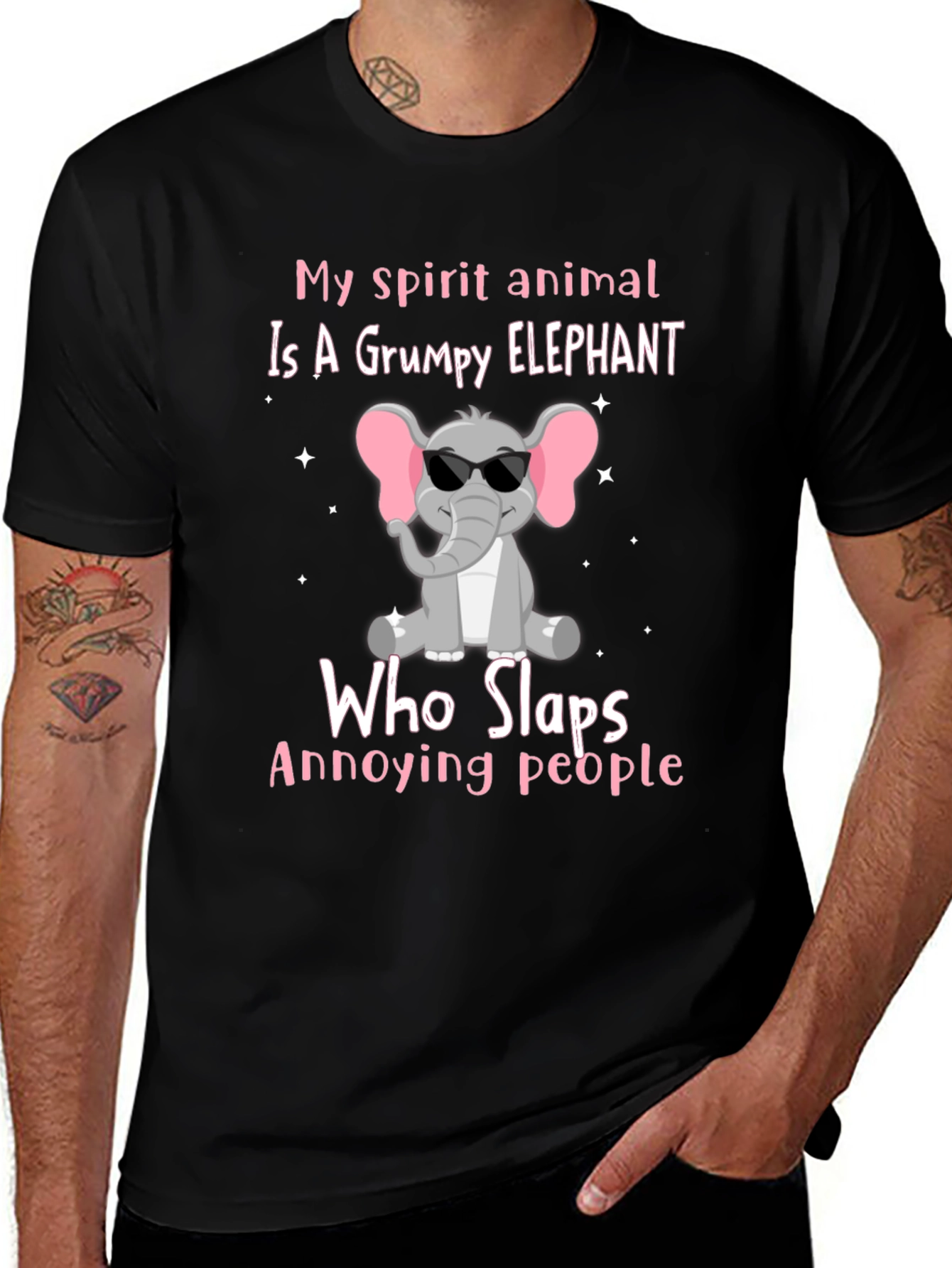 Grumpy Elephant T-Shirt - Slaps Annoying People