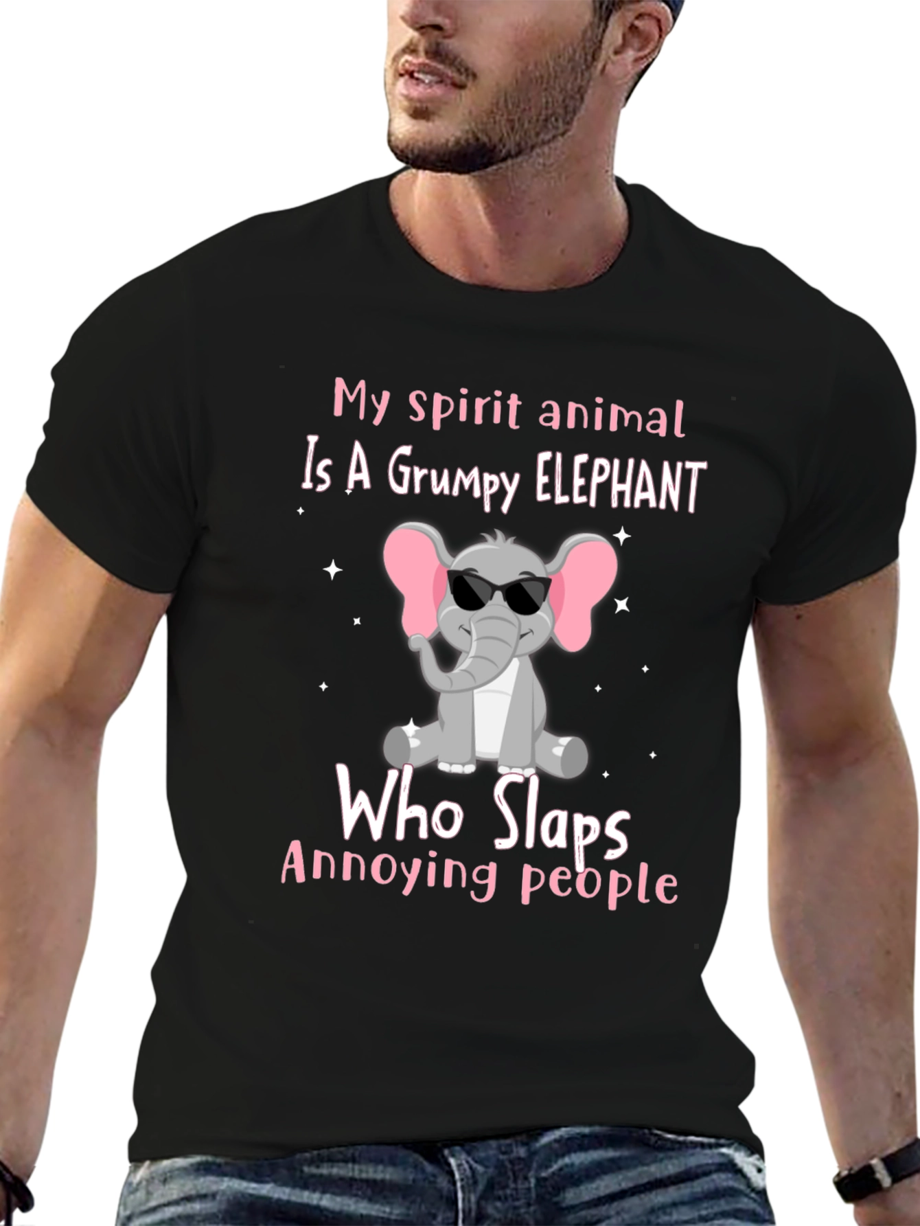 Grumpy Elephant T-Shirt - Slaps Annoying People