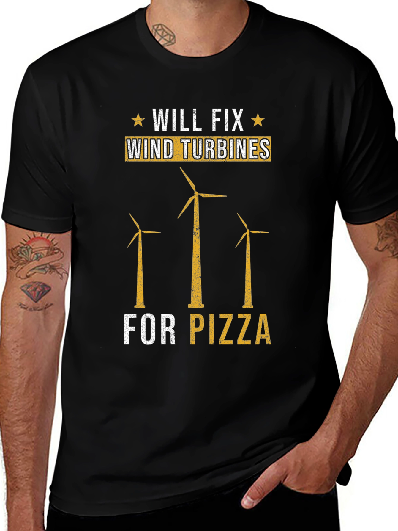 Will Fix Wind Turbines For Pizza Funny T-Shirt