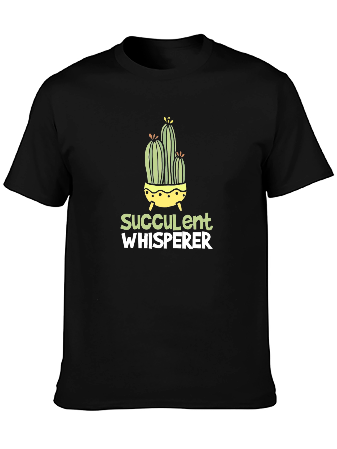 Succulent Whisperer Black Graphic T-Shirt