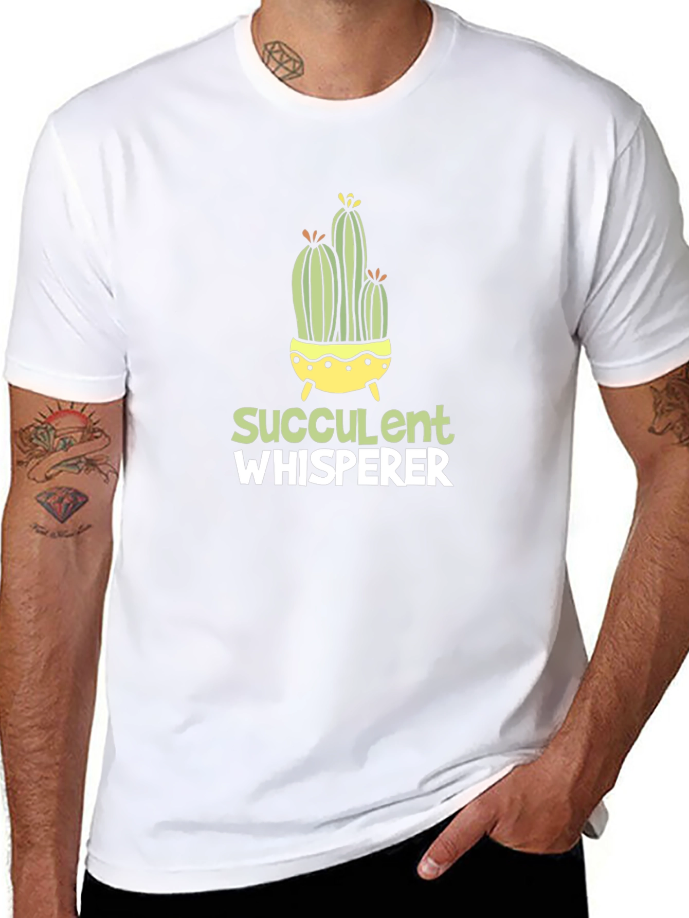 Succulent Whisperer Black Graphic T-Shirt