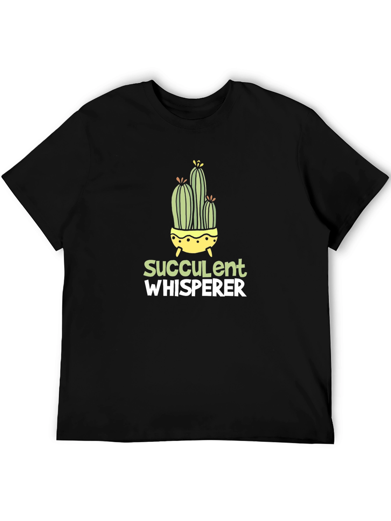 Succulent Whisperer Black Graphic T-Shirt