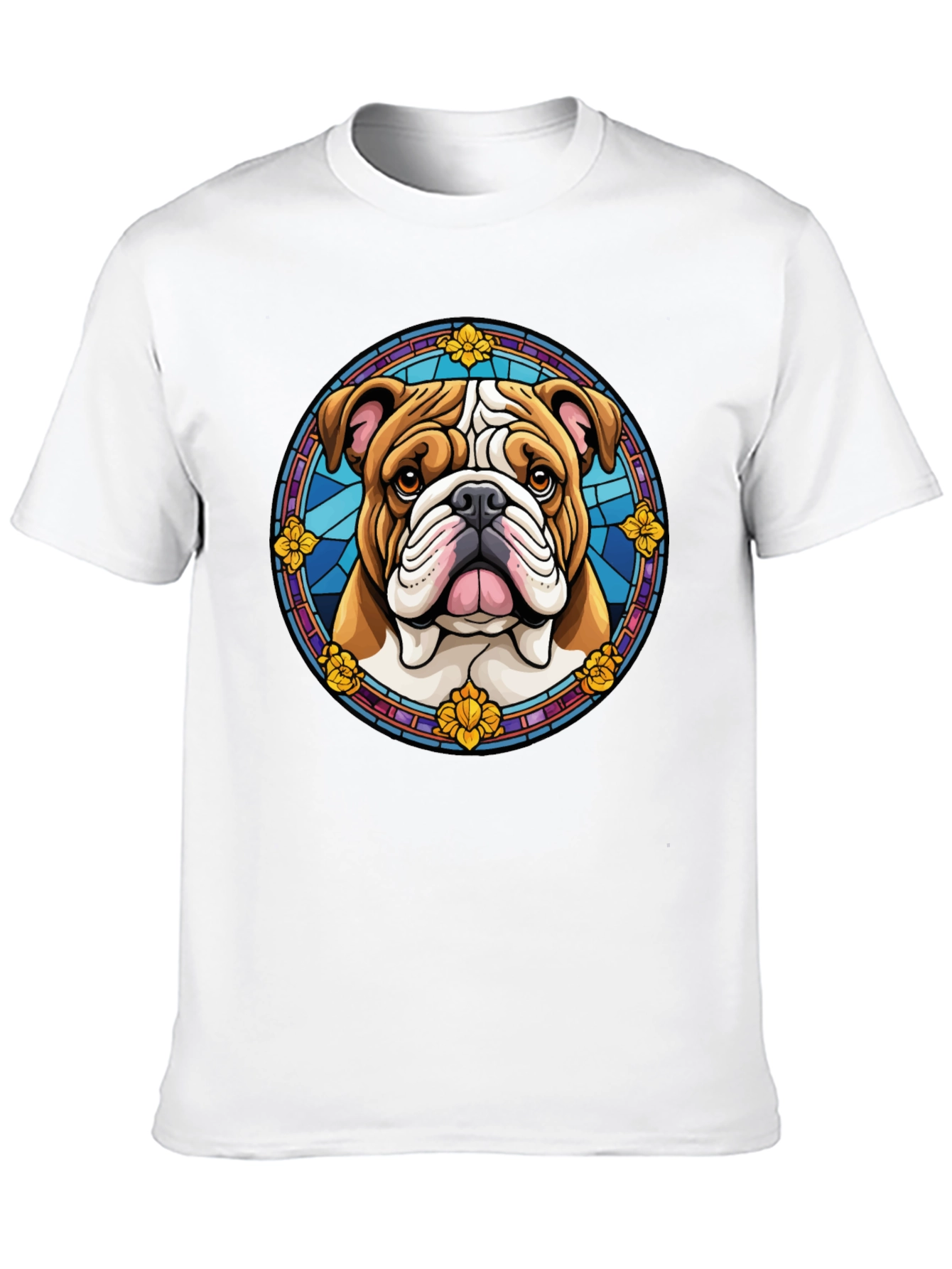 Bulldog Stained Glass Style Graphic Tee