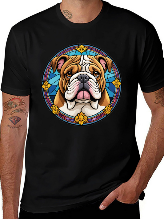 Bulldog Stained Glass Style Graphic Tee