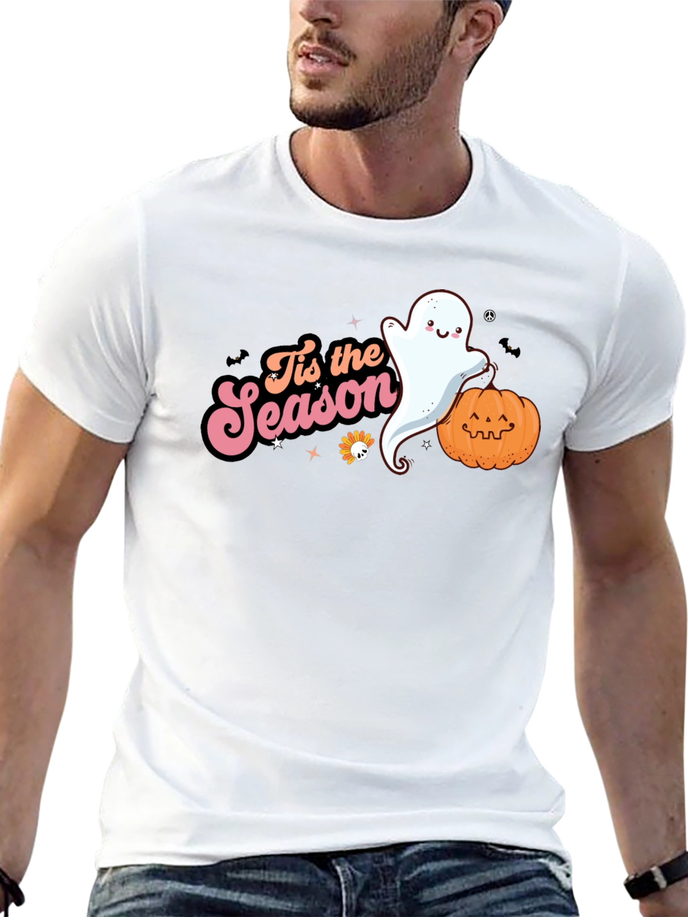 Tis the Season Ghost & Pumpkin Black T-Shirt