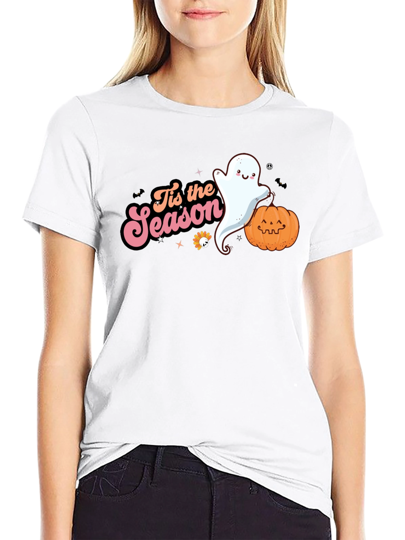 Tis the Season Ghost & Pumpkin Black T-Shirt