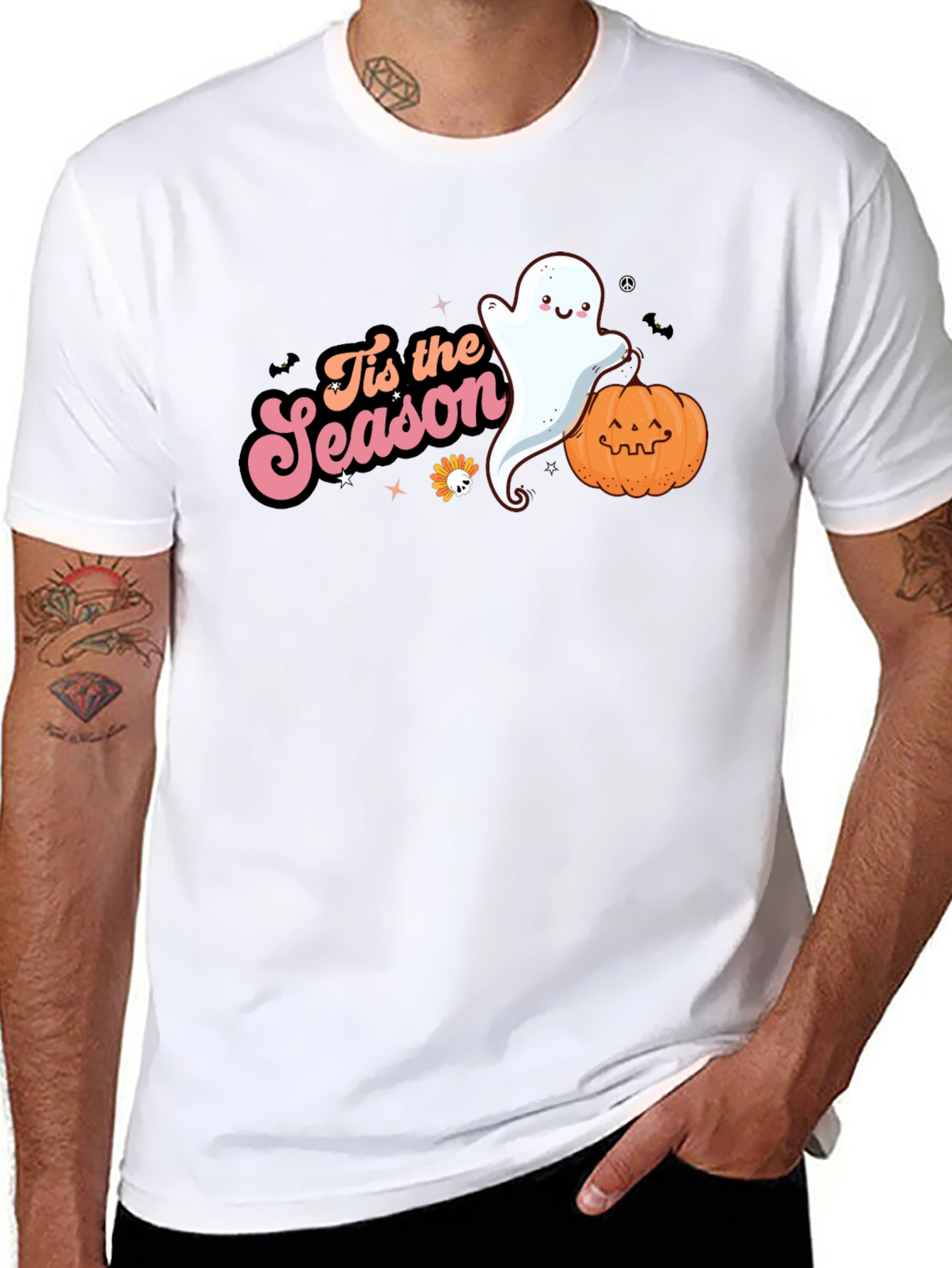 Tis the Season Ghost & Pumpkin Black T-Shirt