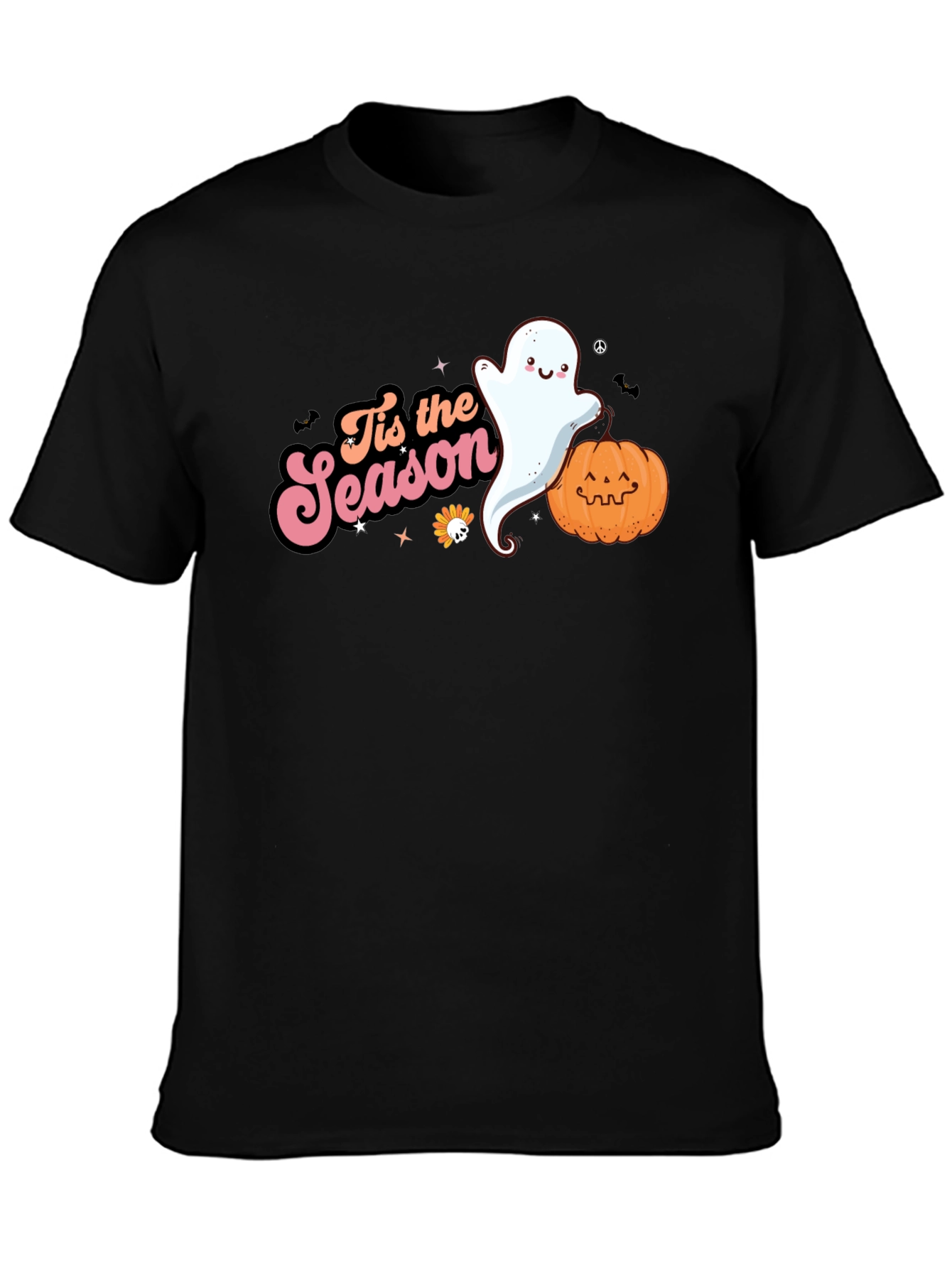 Tis the Season Ghost & Pumpkin Black T-Shirt