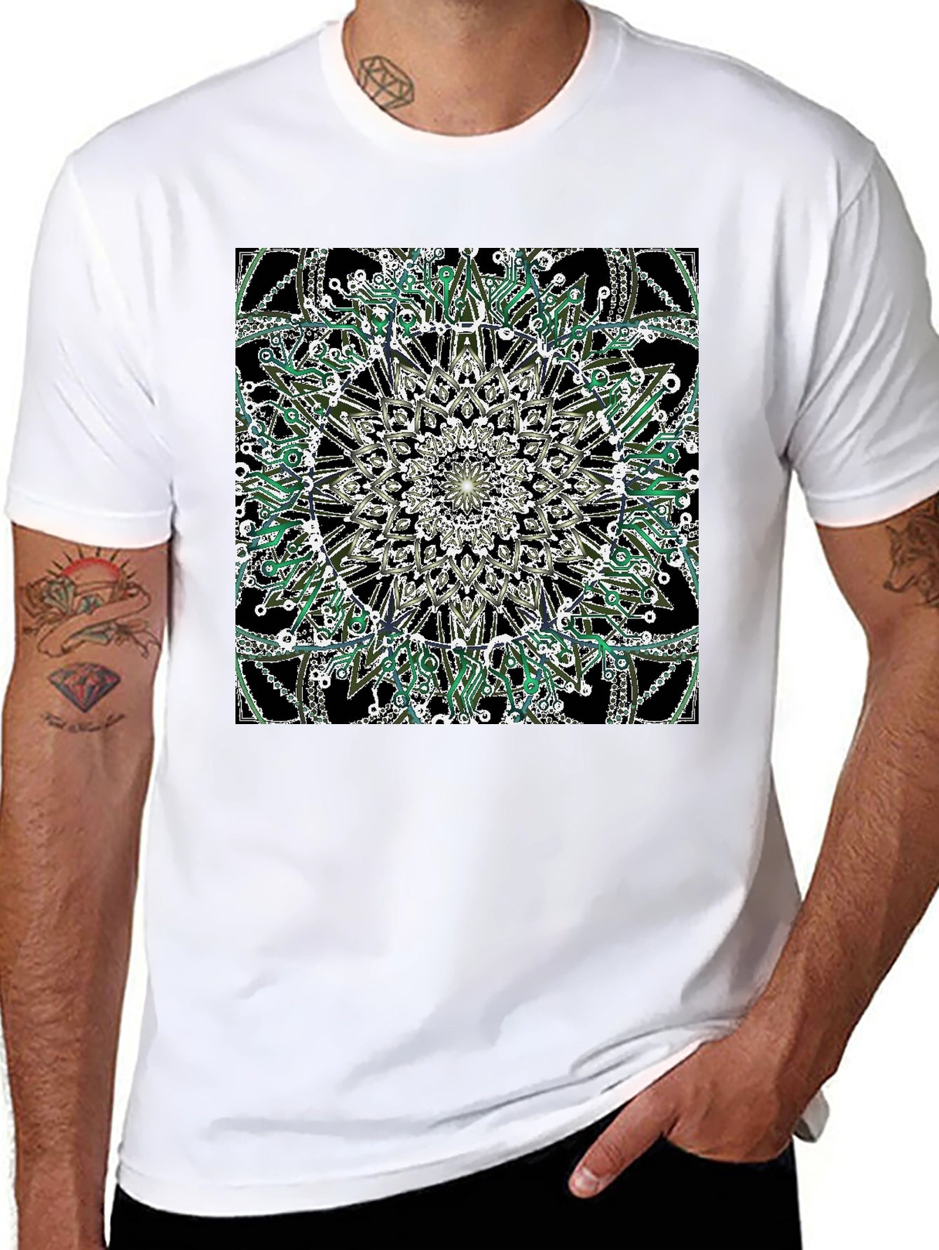 Geometric Mandala Black T-Shirt