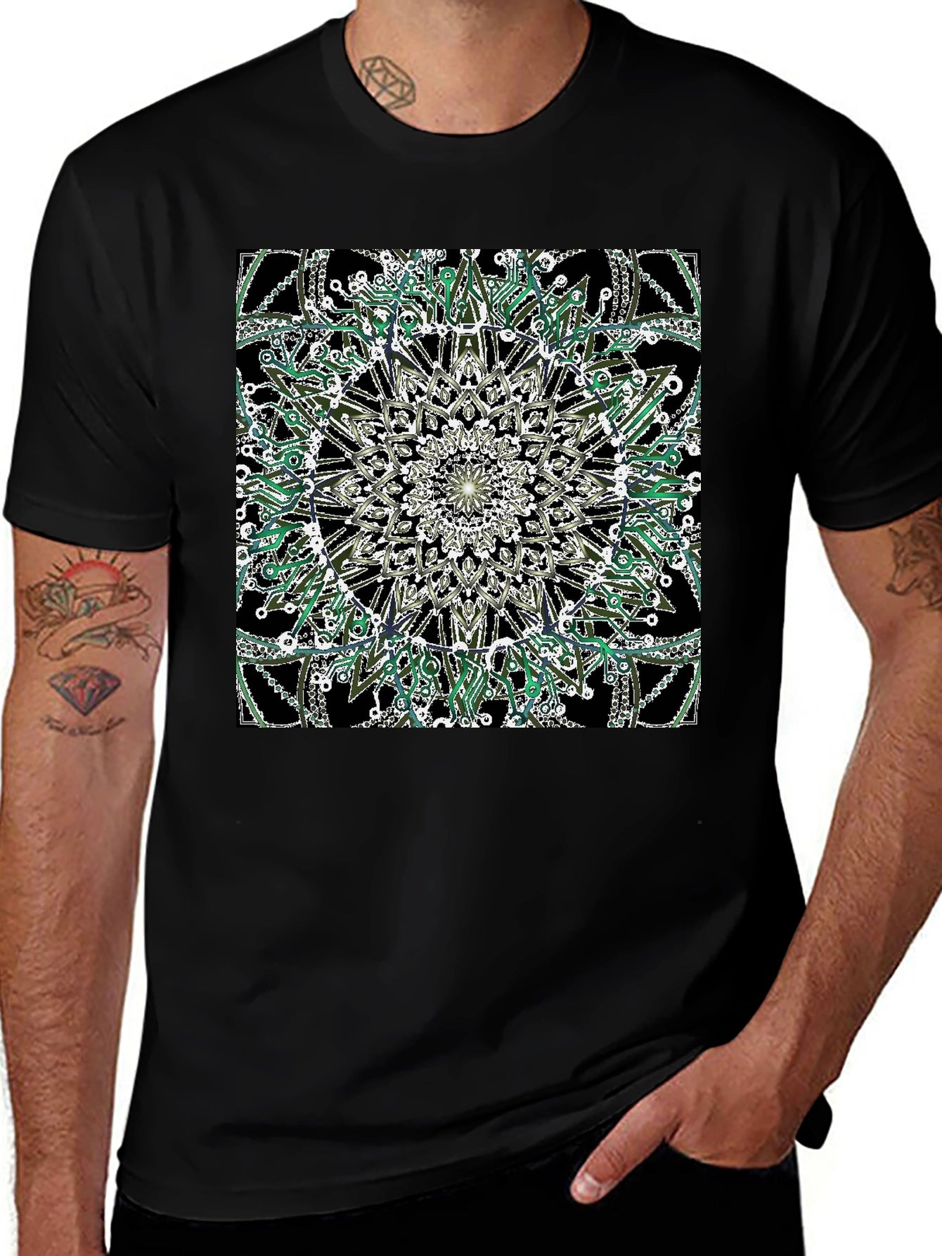 Geometric Mandala Black T-Shirt