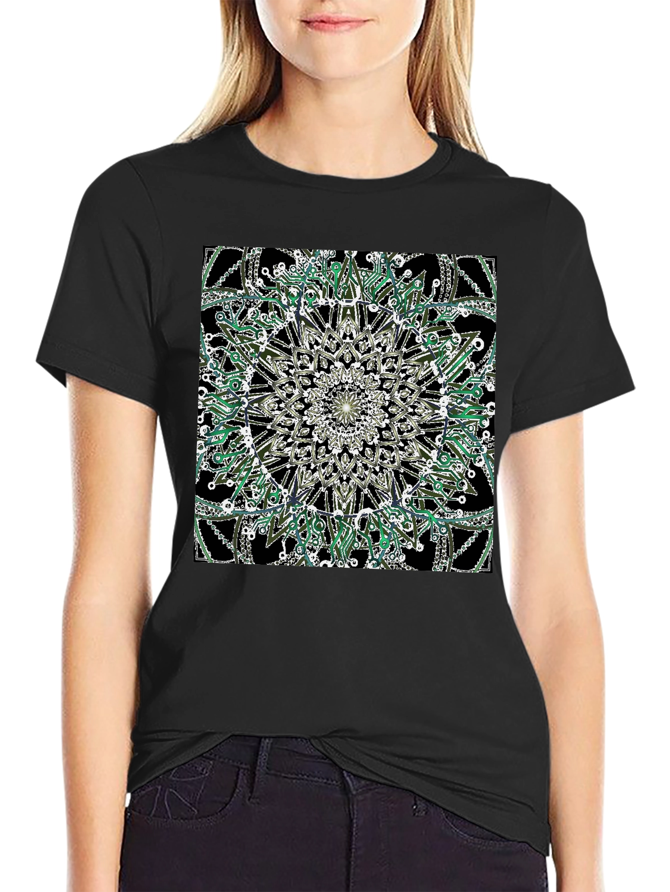 Geometric Mandala Black T-Shirt