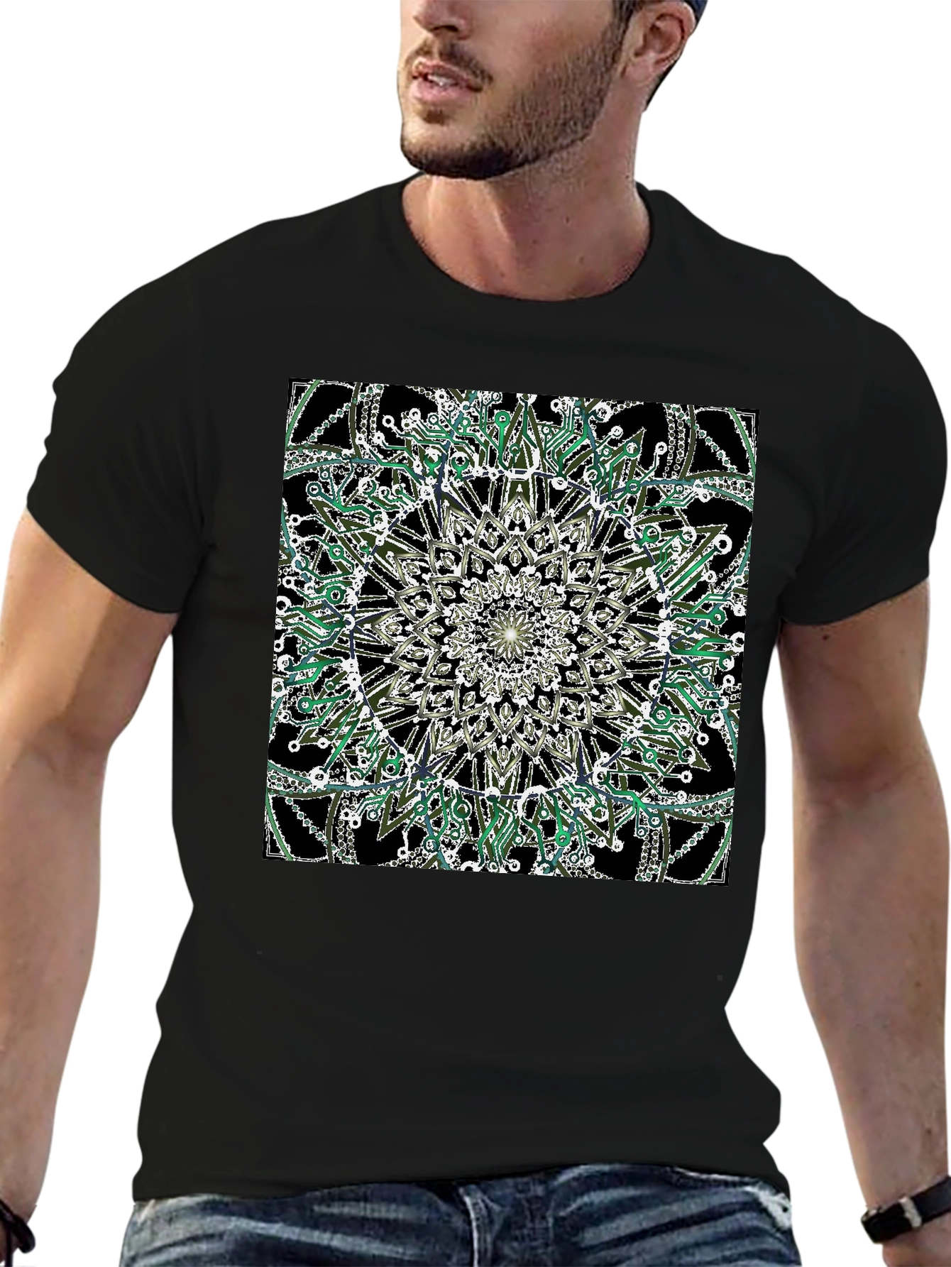 Geometric Mandala Black T-Shirt
