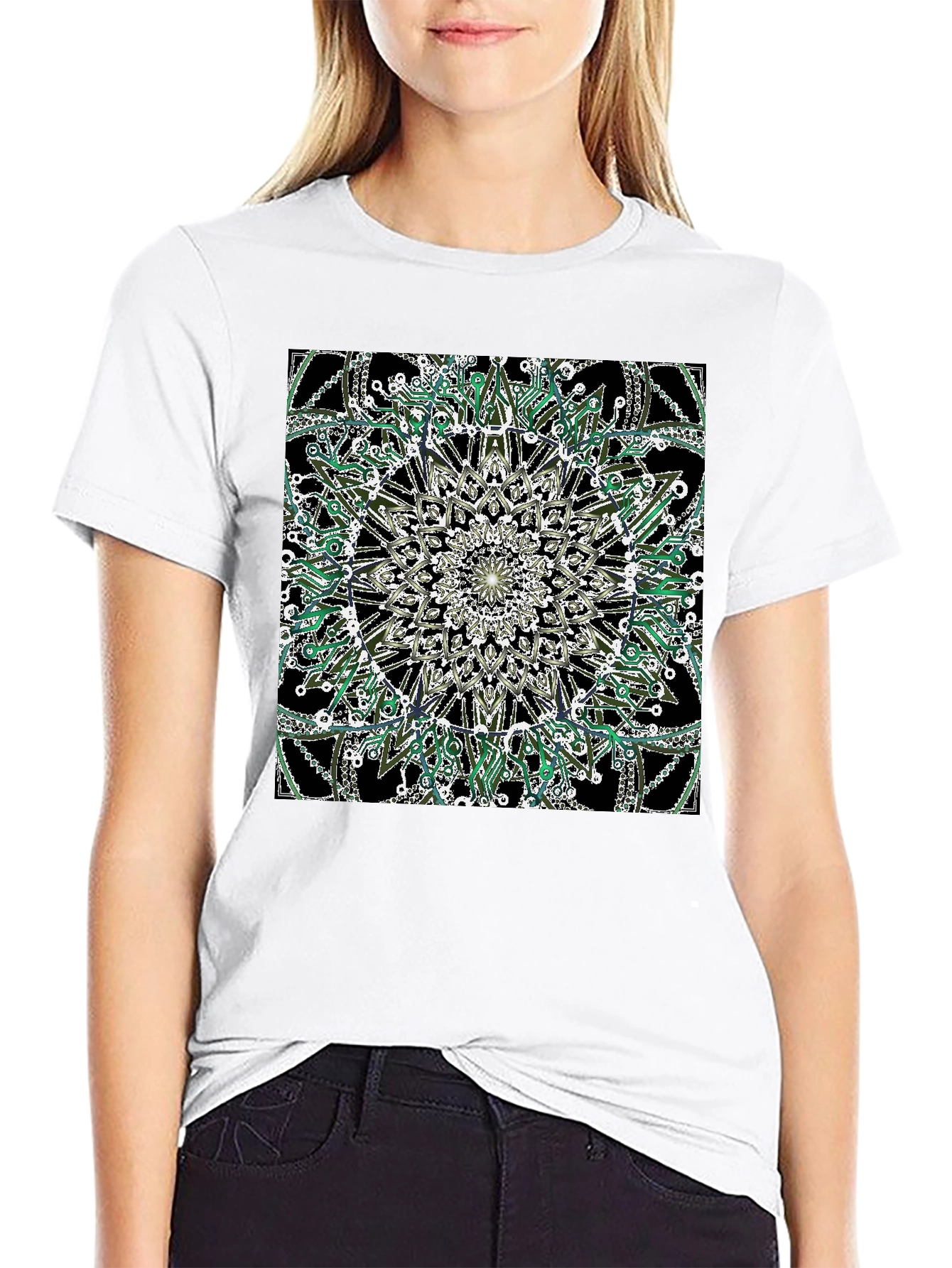 Geometric Mandala Black T-Shirt