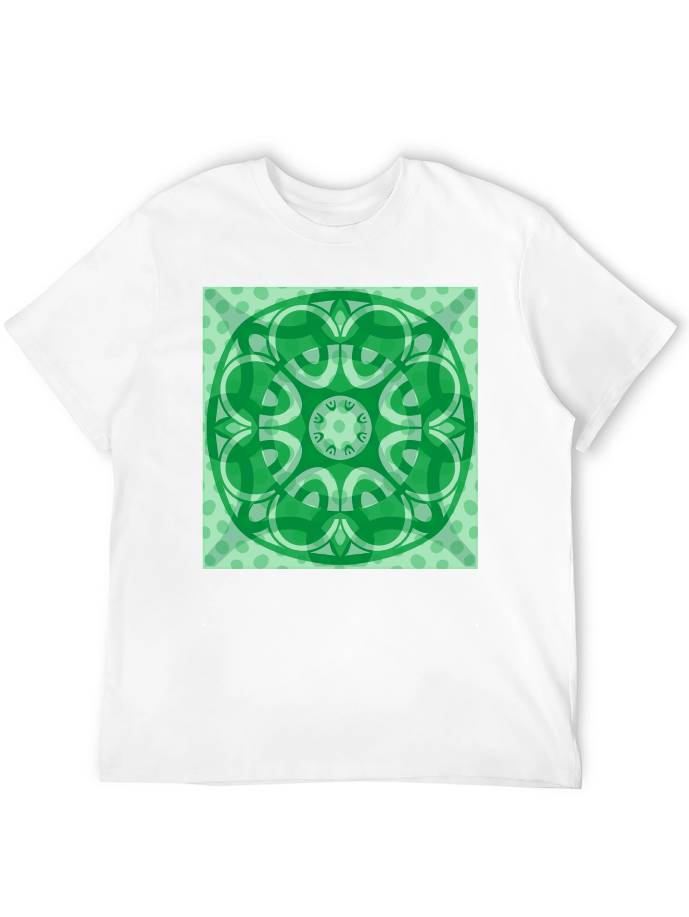 Green Mandala Graphic Black T-Shirt