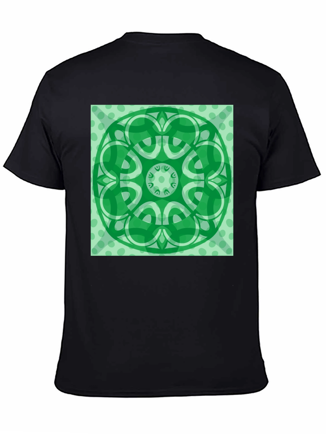 Green Mandala Graphic Black T-Shirt