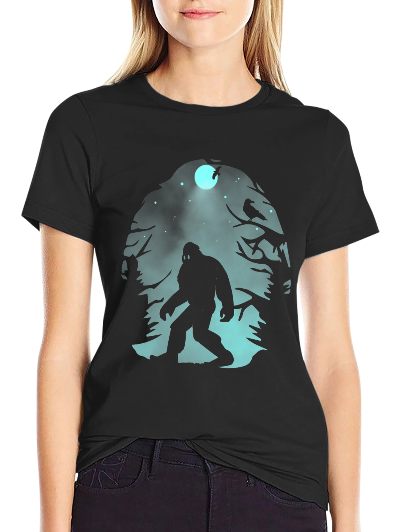 Bigfoot Silhouette Graphic T-Shirt - Black