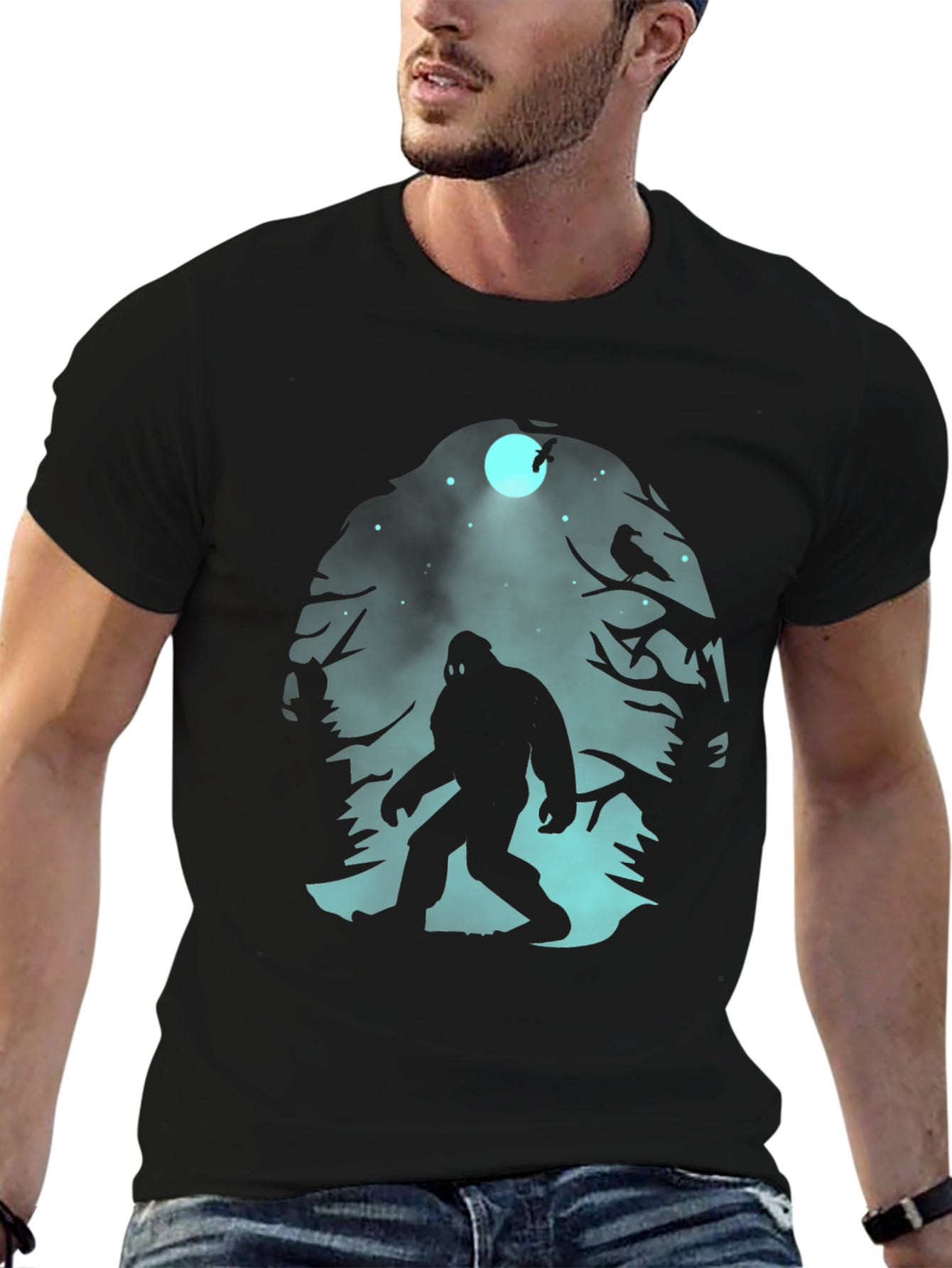 Bigfoot Silhouette Graphic T-Shirt - Black