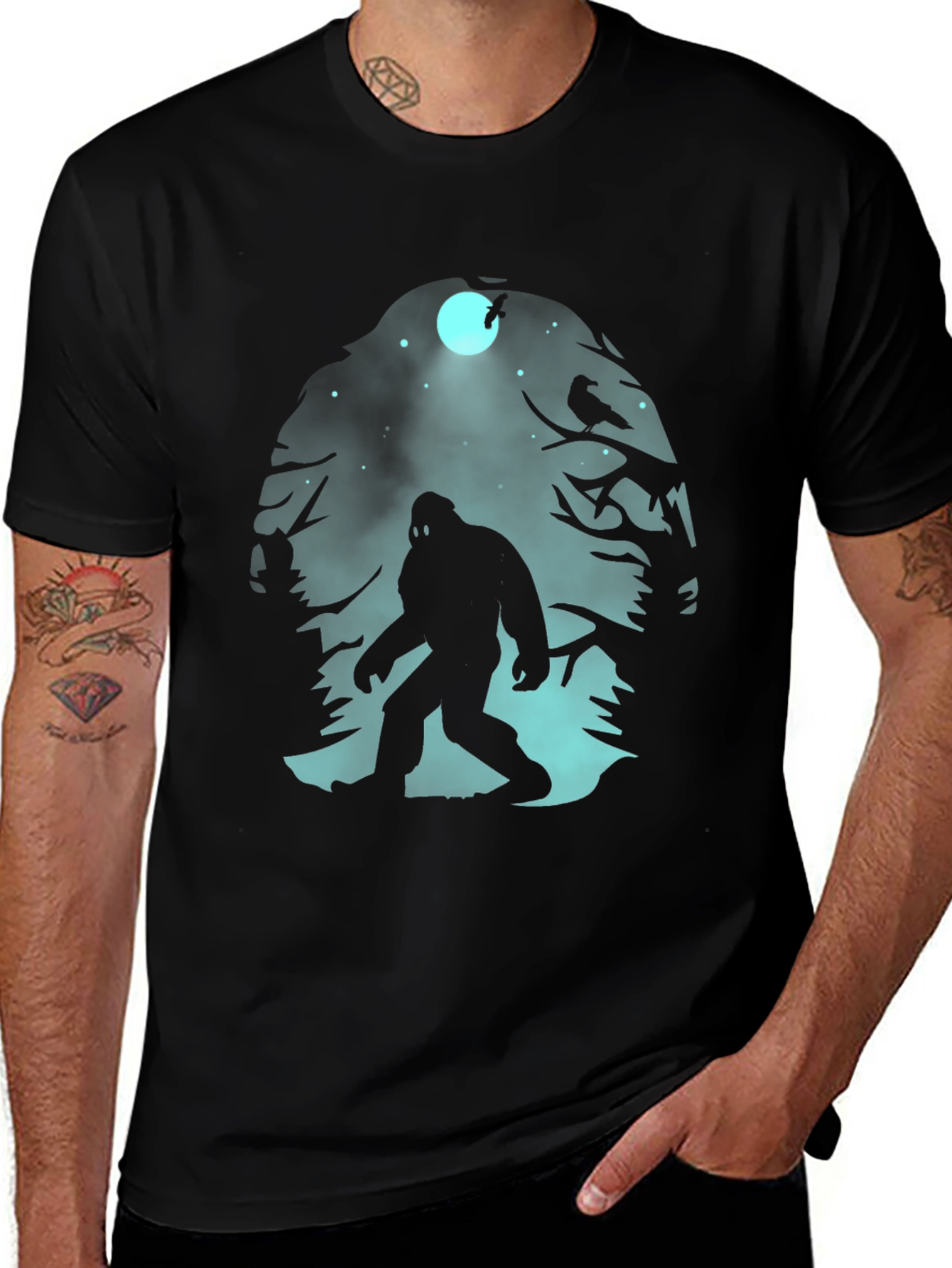 Bigfoot Silhouette Graphic T-Shirt - Black