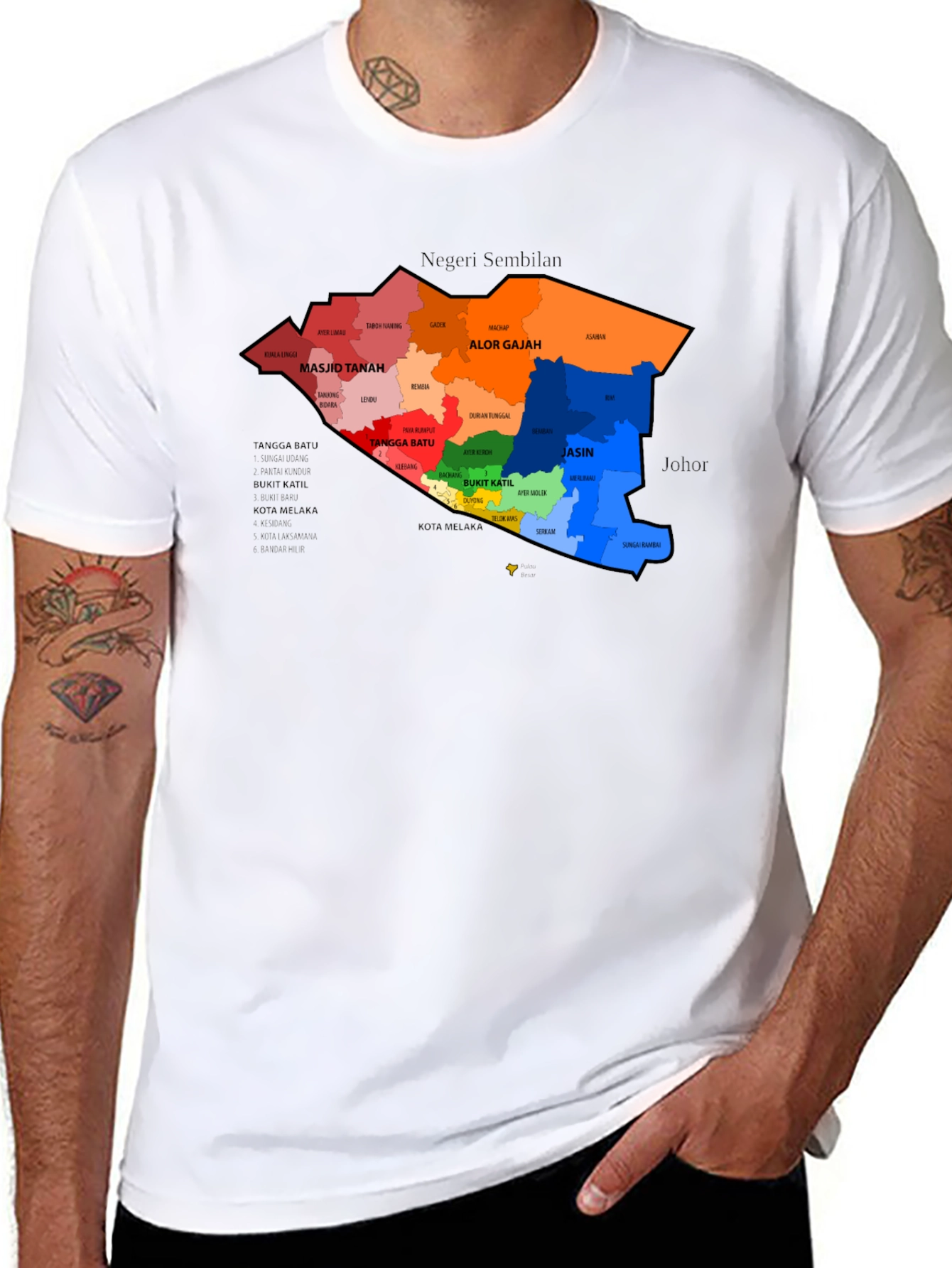 Melaka Map Graphic T-Shirt