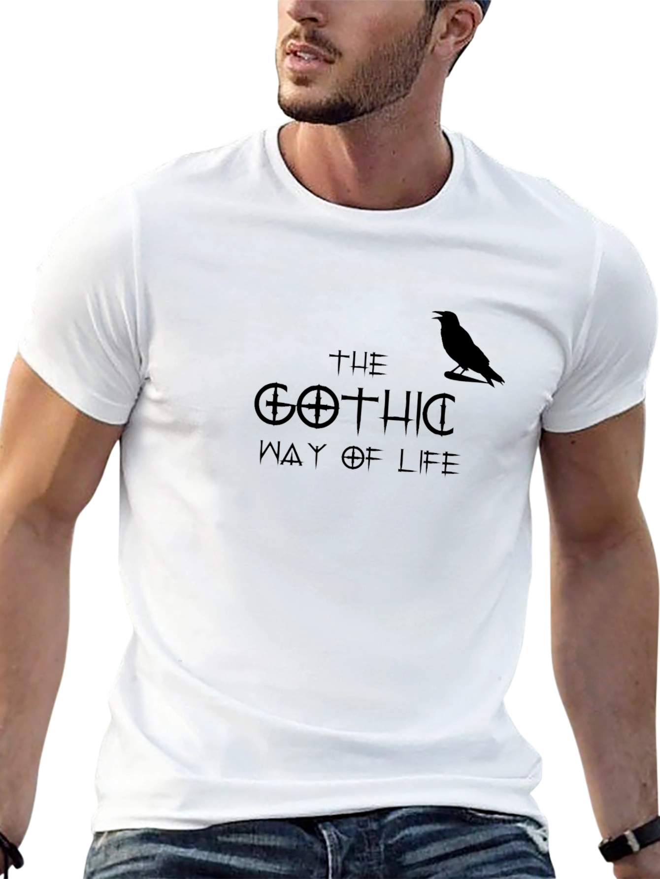 Gothic Way of Life Black T-Shirt with Raven Graphic