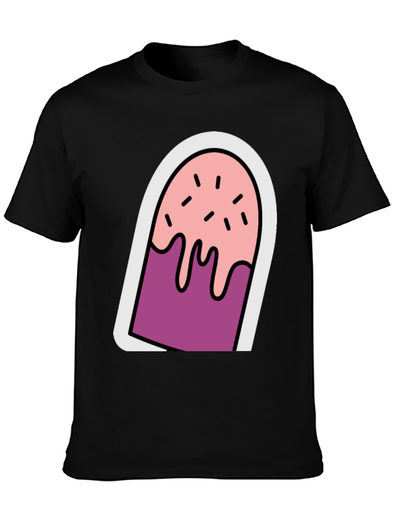 Cartoon Popsicle Graphic Tee - Black Unisex T-Shirt