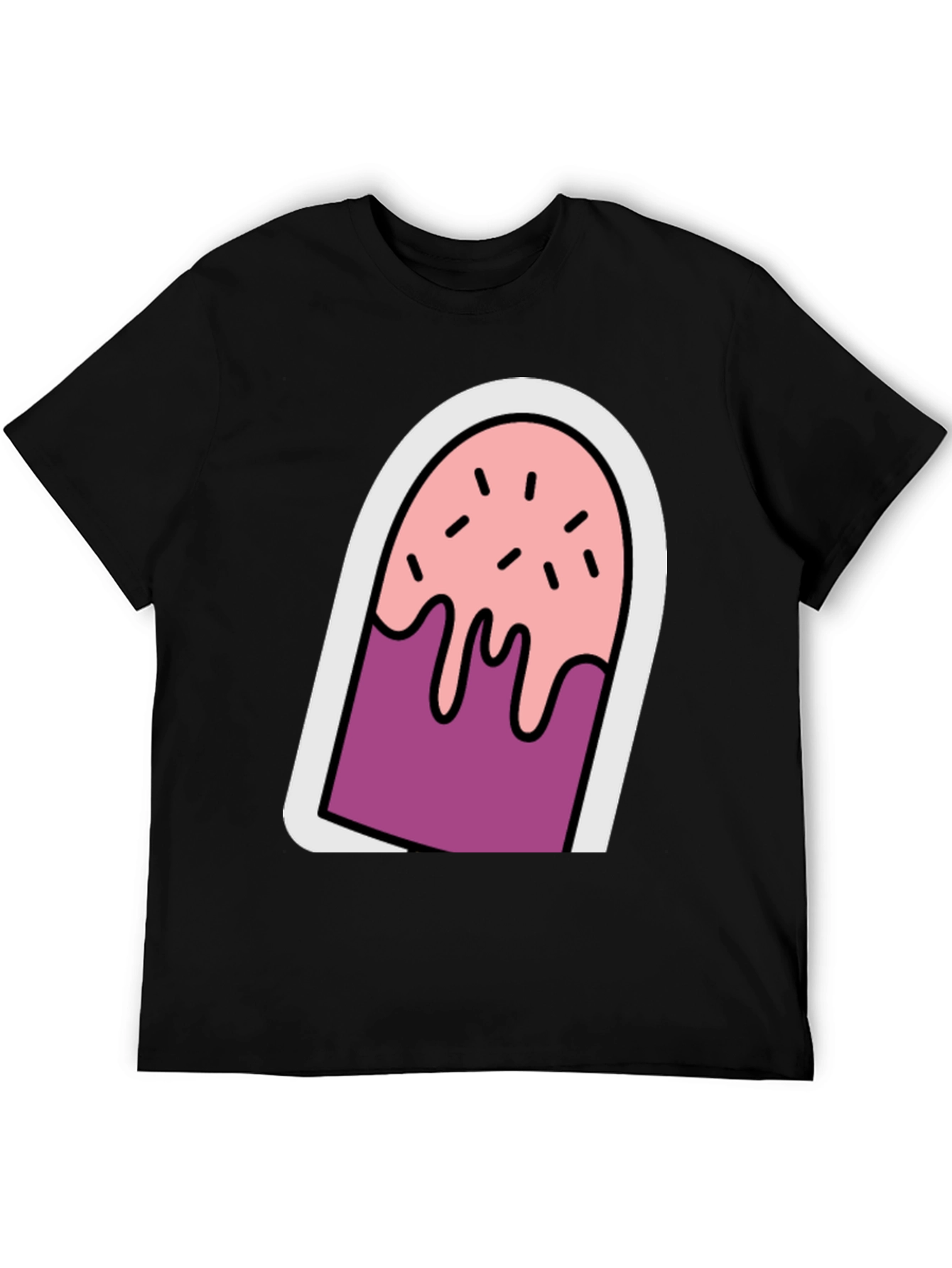 Cartoon Popsicle Graphic Tee - Black Unisex T-Shirt