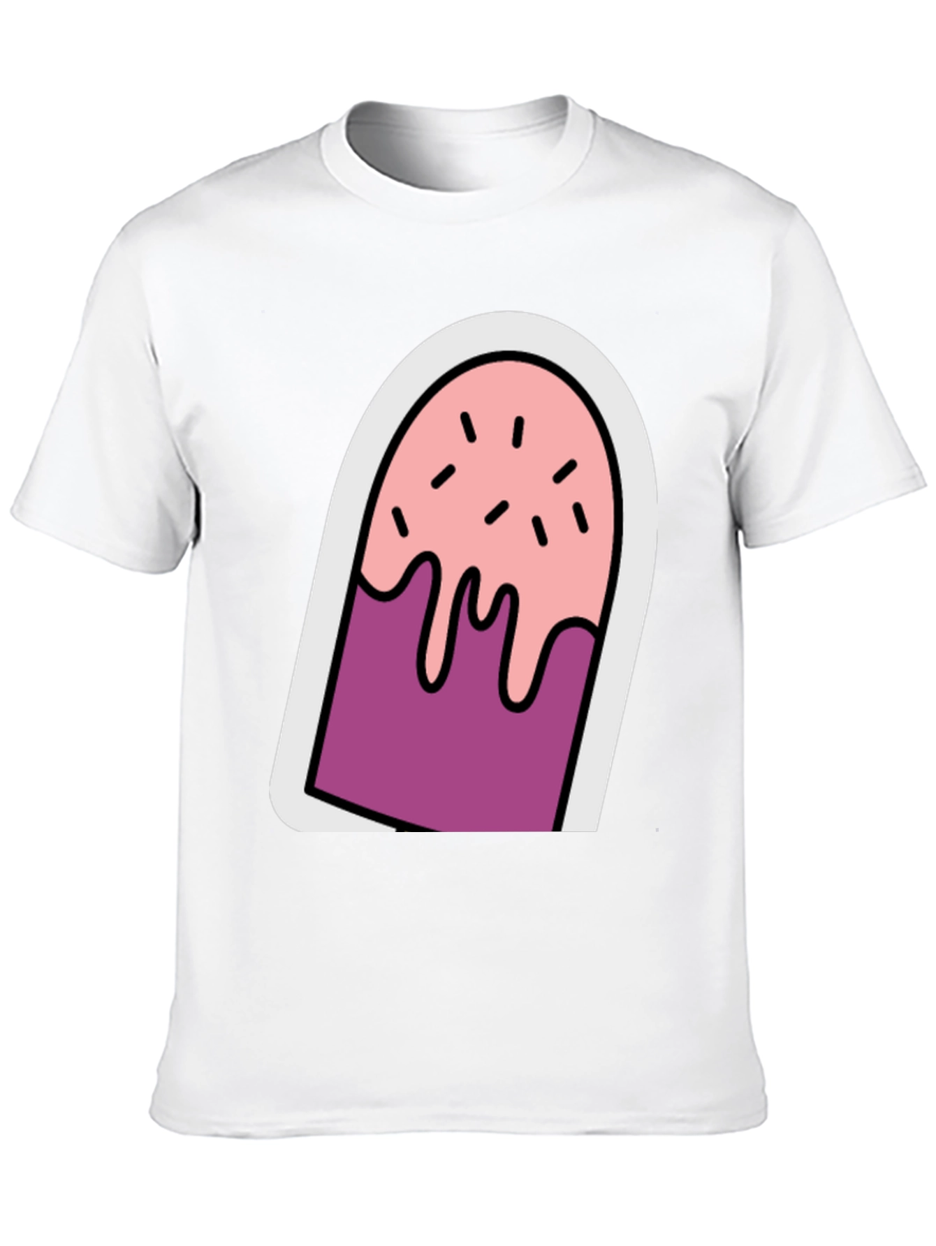 Cartoon Popsicle Graphic Tee - Black Unisex T-Shirt