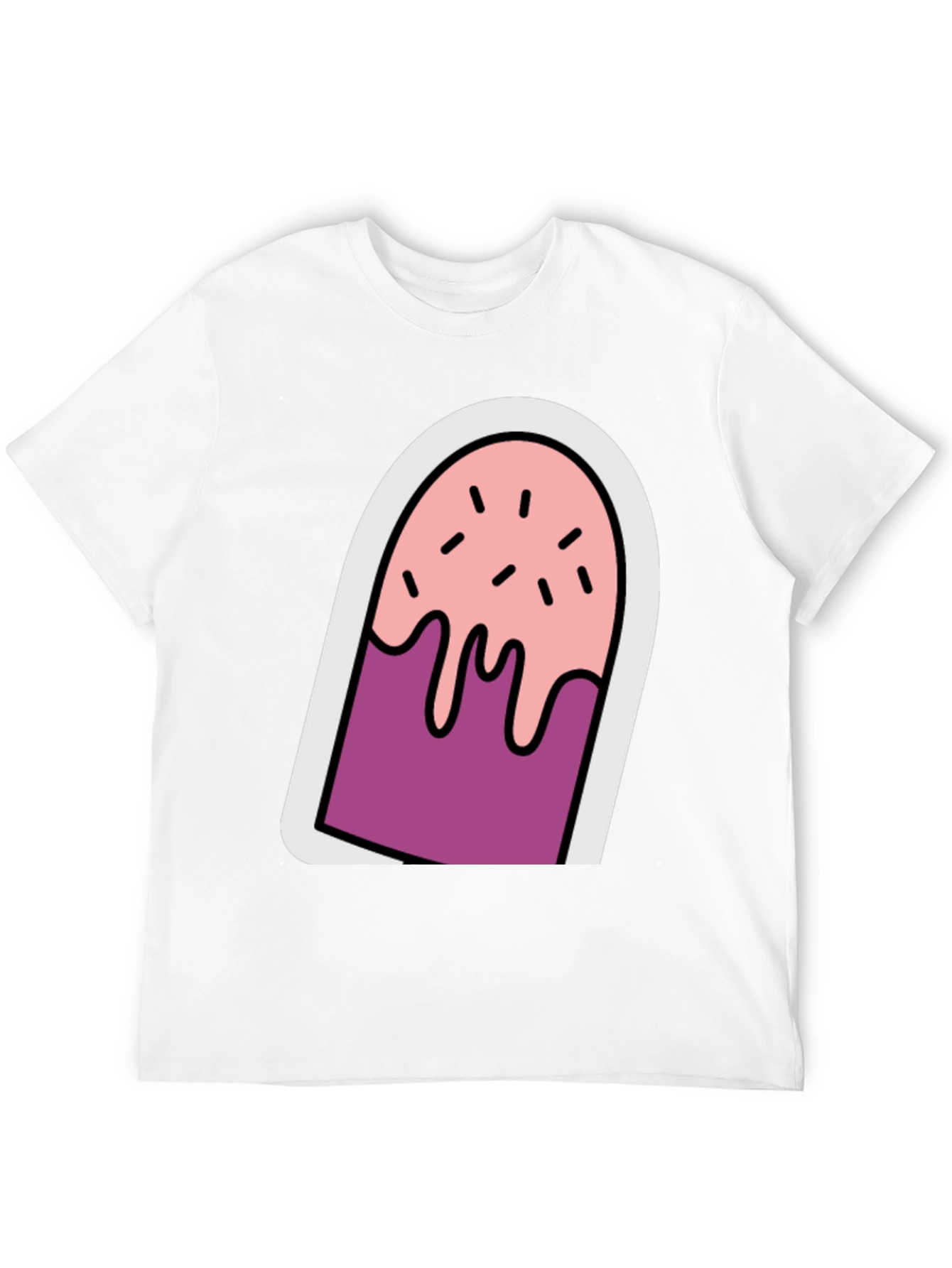 Cartoon Popsicle Graphic Tee - Black Unisex T-Shirt