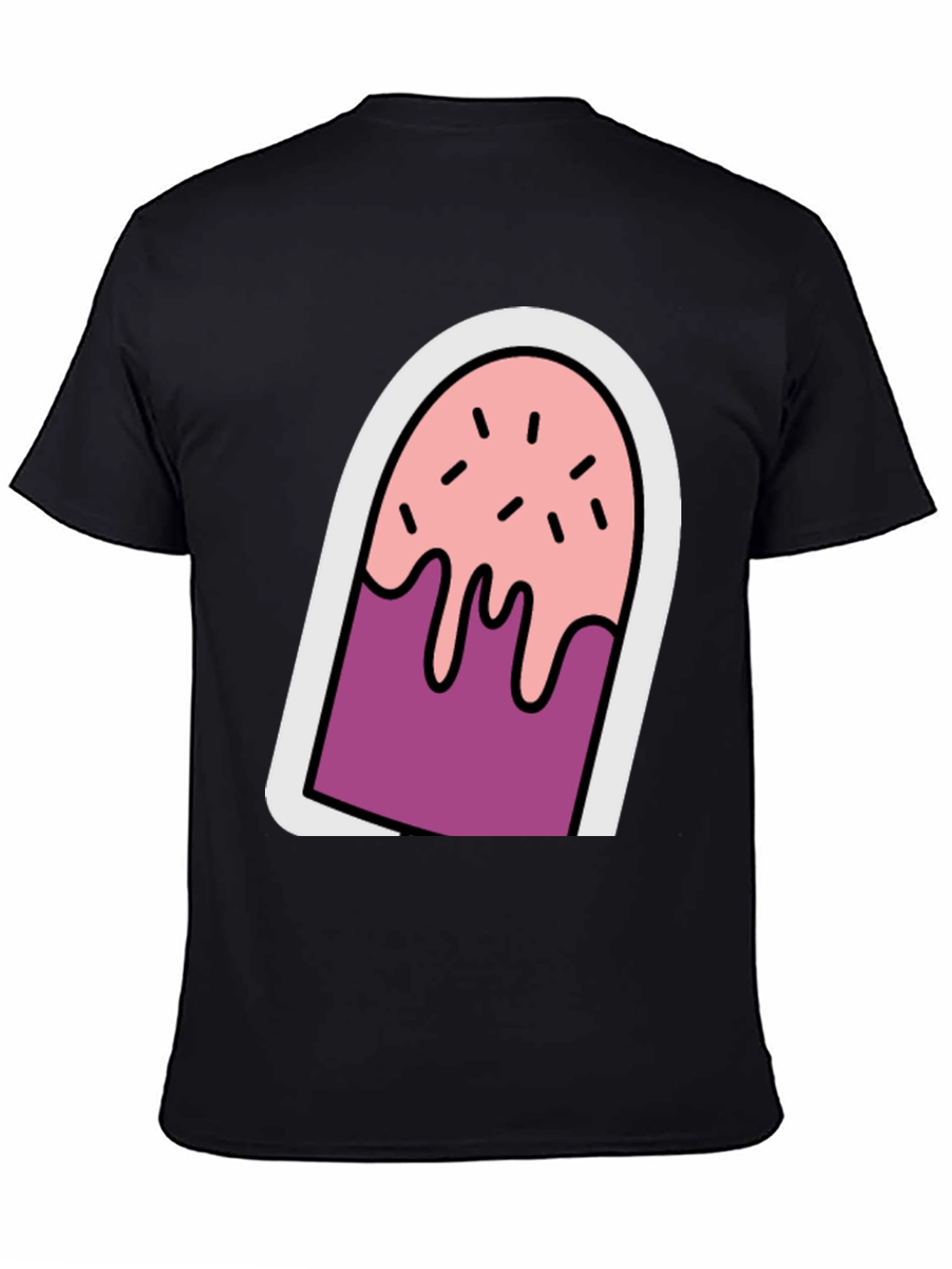 Cartoon Popsicle Graphic Tee - Black Unisex T-Shirt