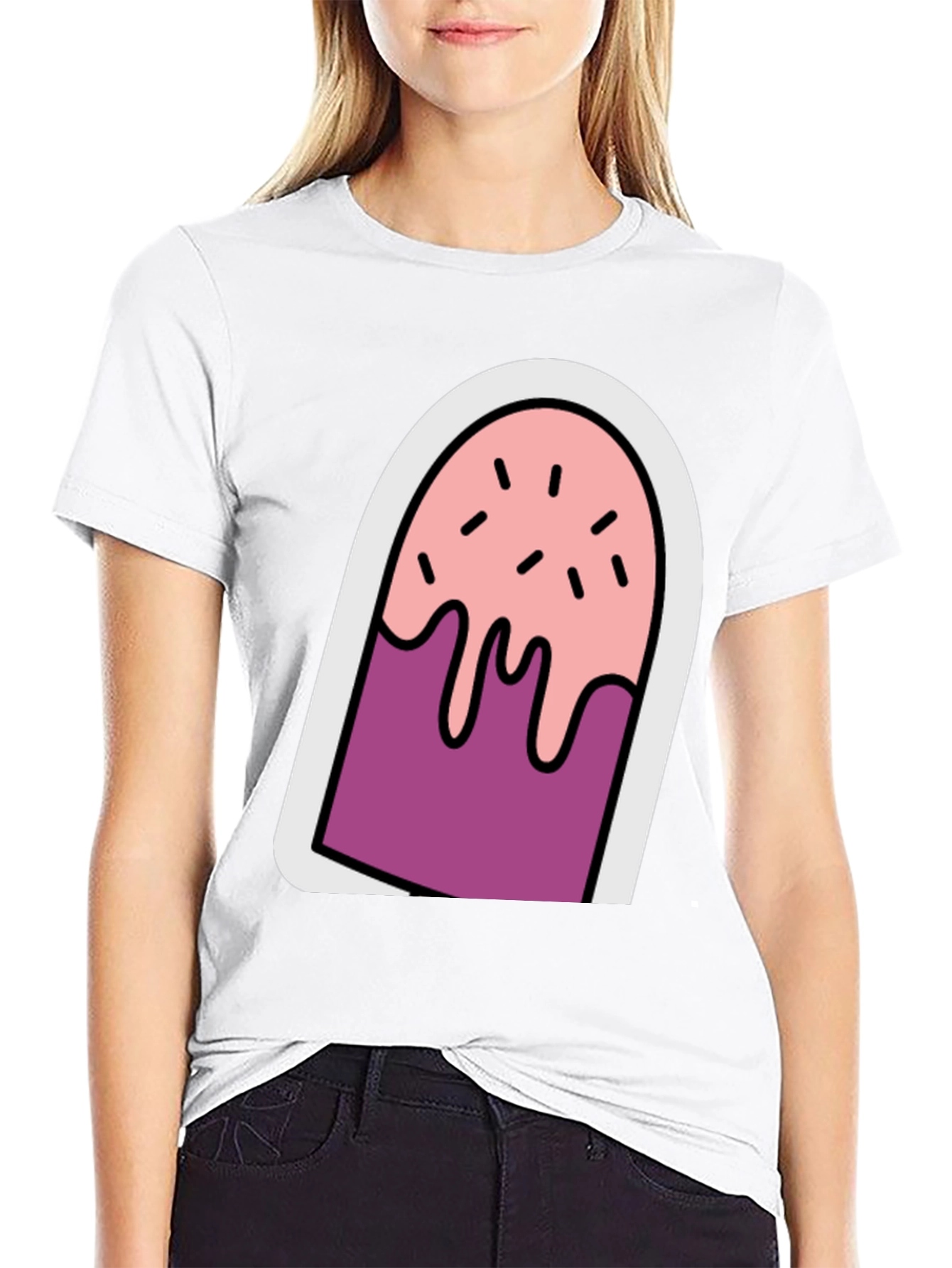 Cartoon Popsicle Graphic Tee - Black Unisex T-Shirt