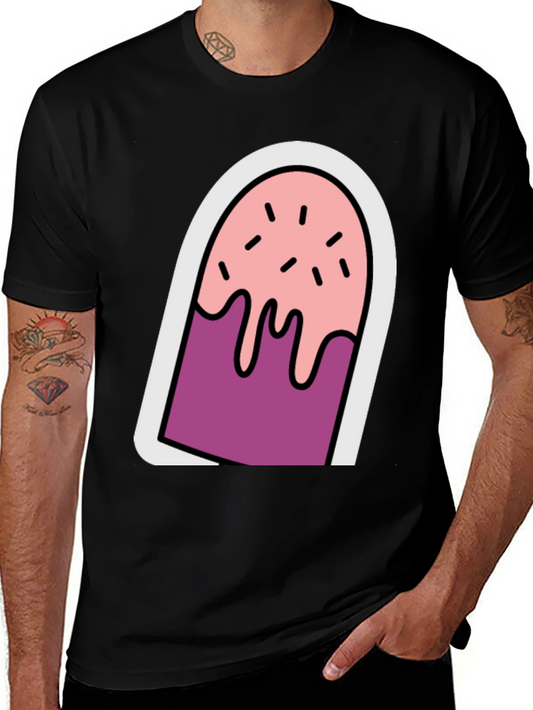 Cartoon Popsicle Graphic Tee - Black Unisex T-Shirt