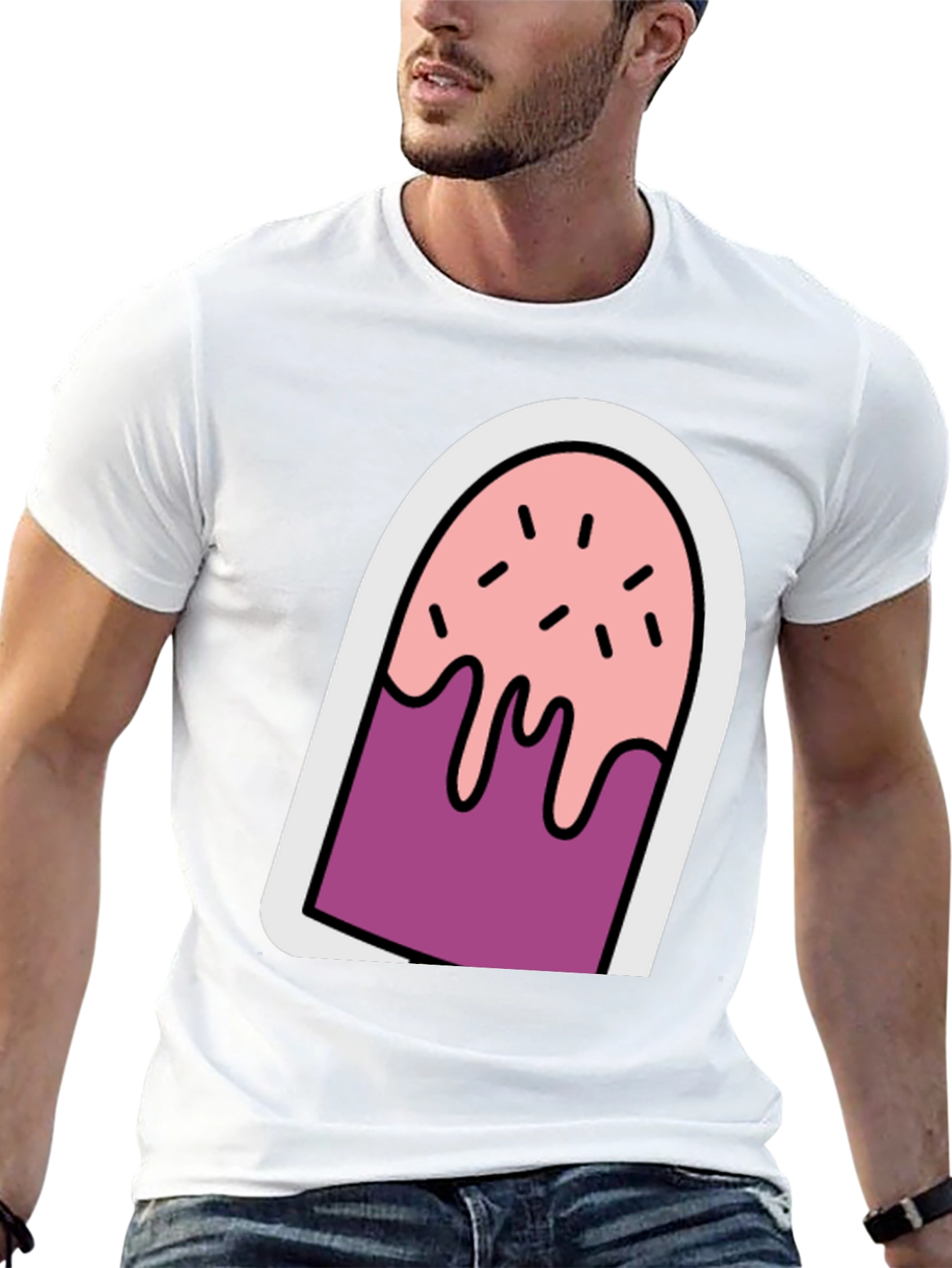 Cartoon Popsicle Graphic Tee - Black Unisex T-Shirt