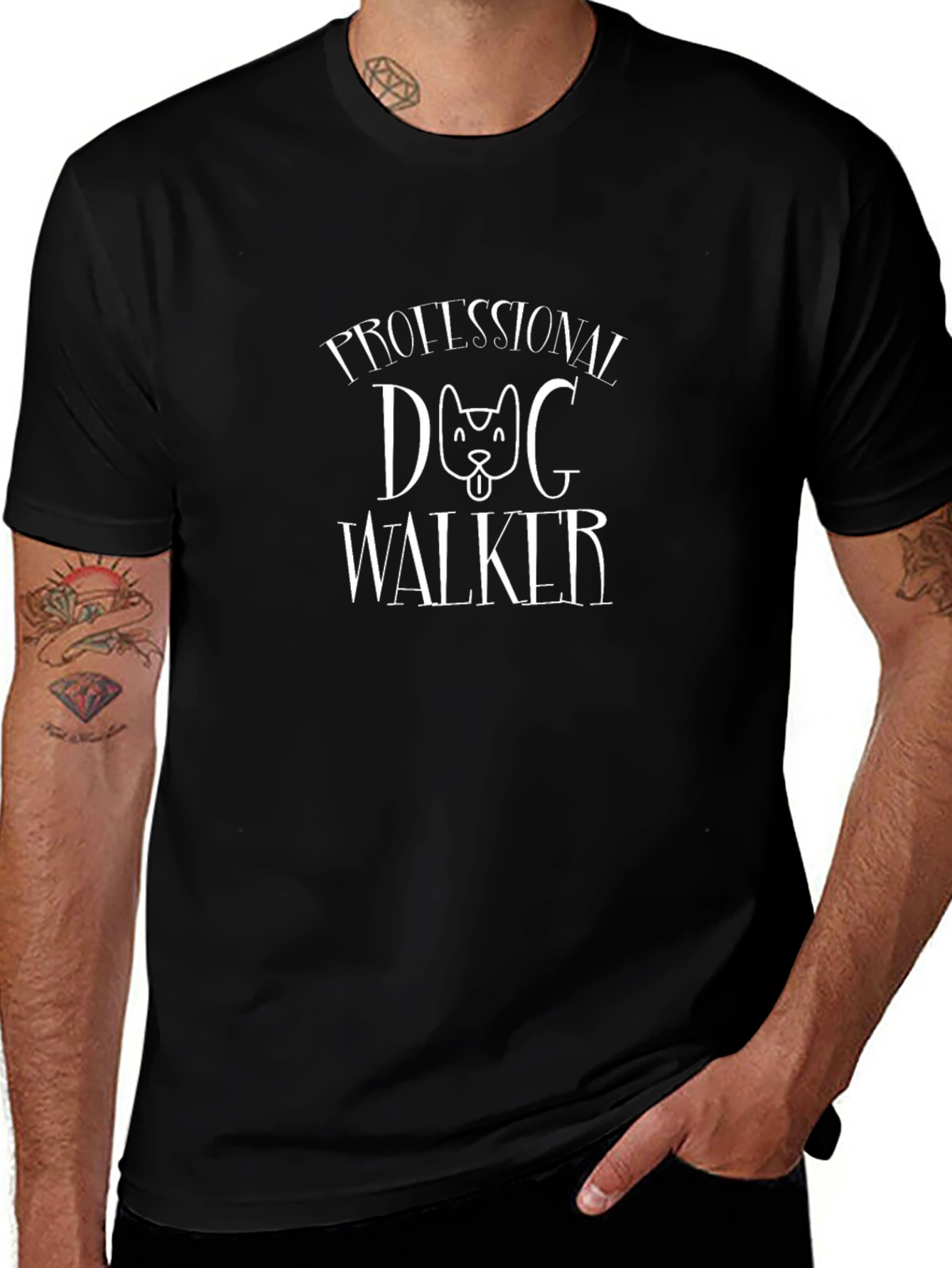 Professional Dog Walker Graphic Tee - Black
