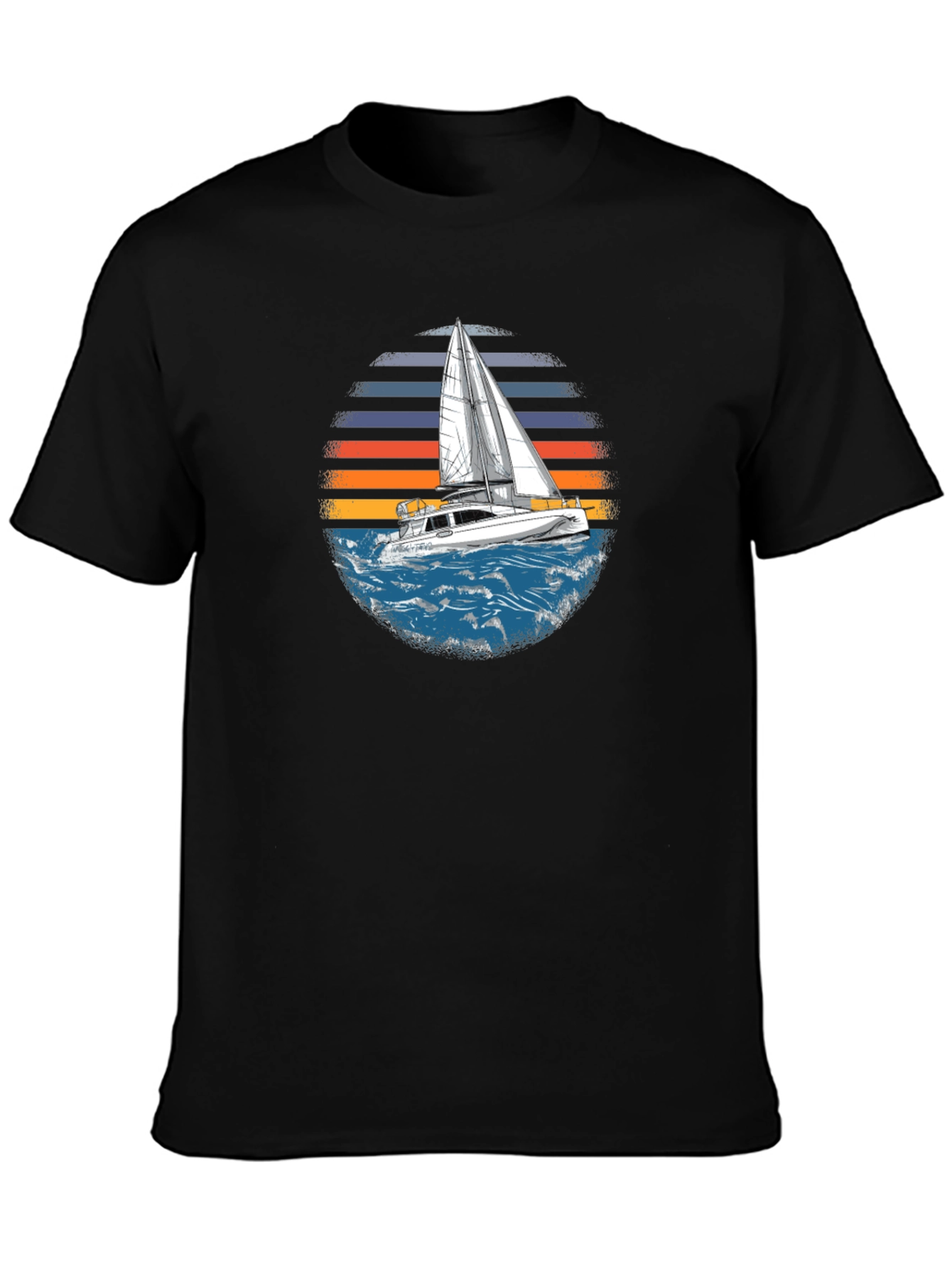 Sailboat Sunset Graphic Tee - Black