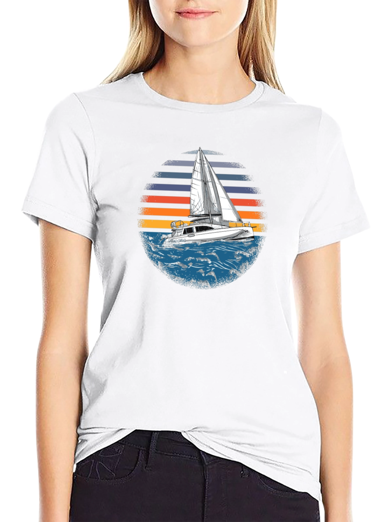 Sailboat Sunset Graphic Tee - Black